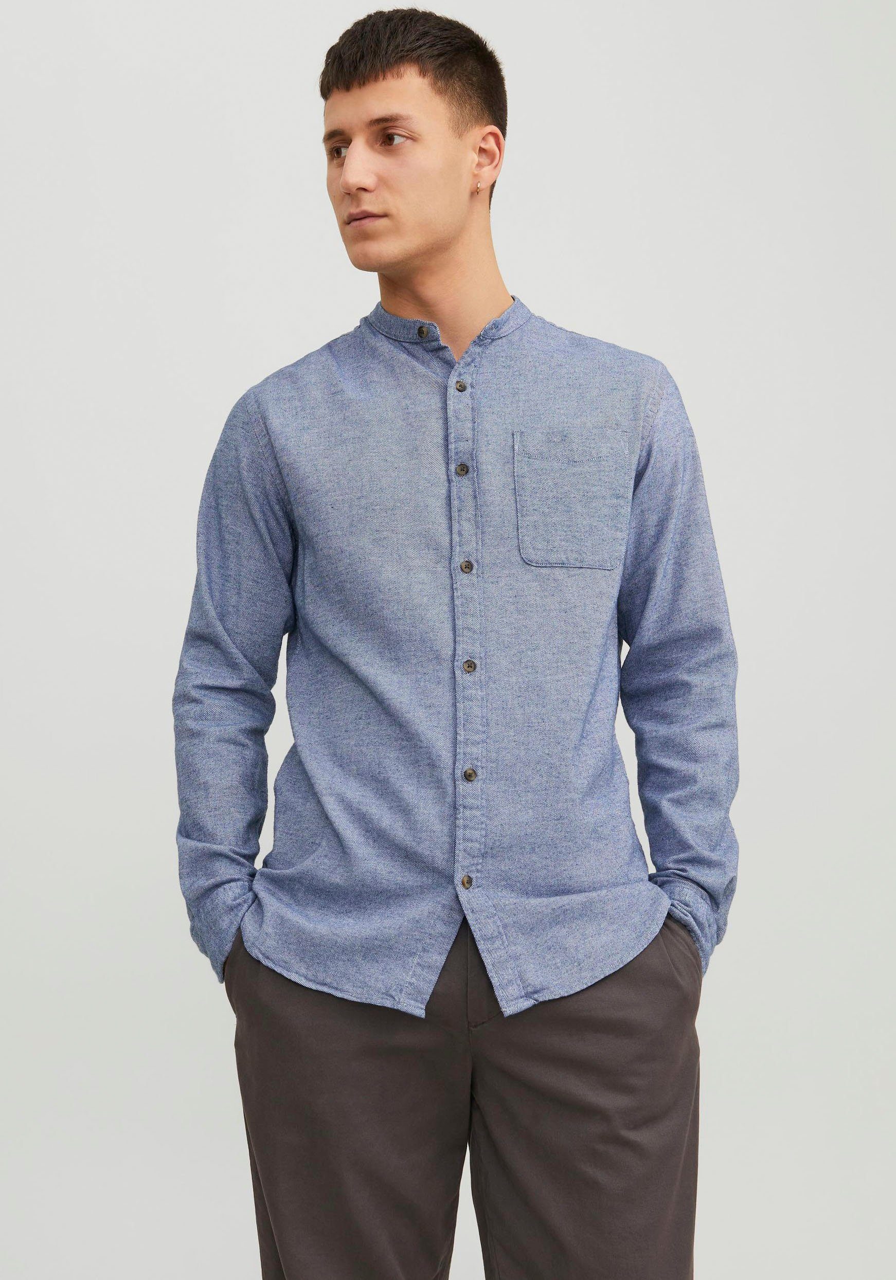 Jack & Jones Langarmhemd JJEBAND MELANGE SHIRT LS SN Faded Denim