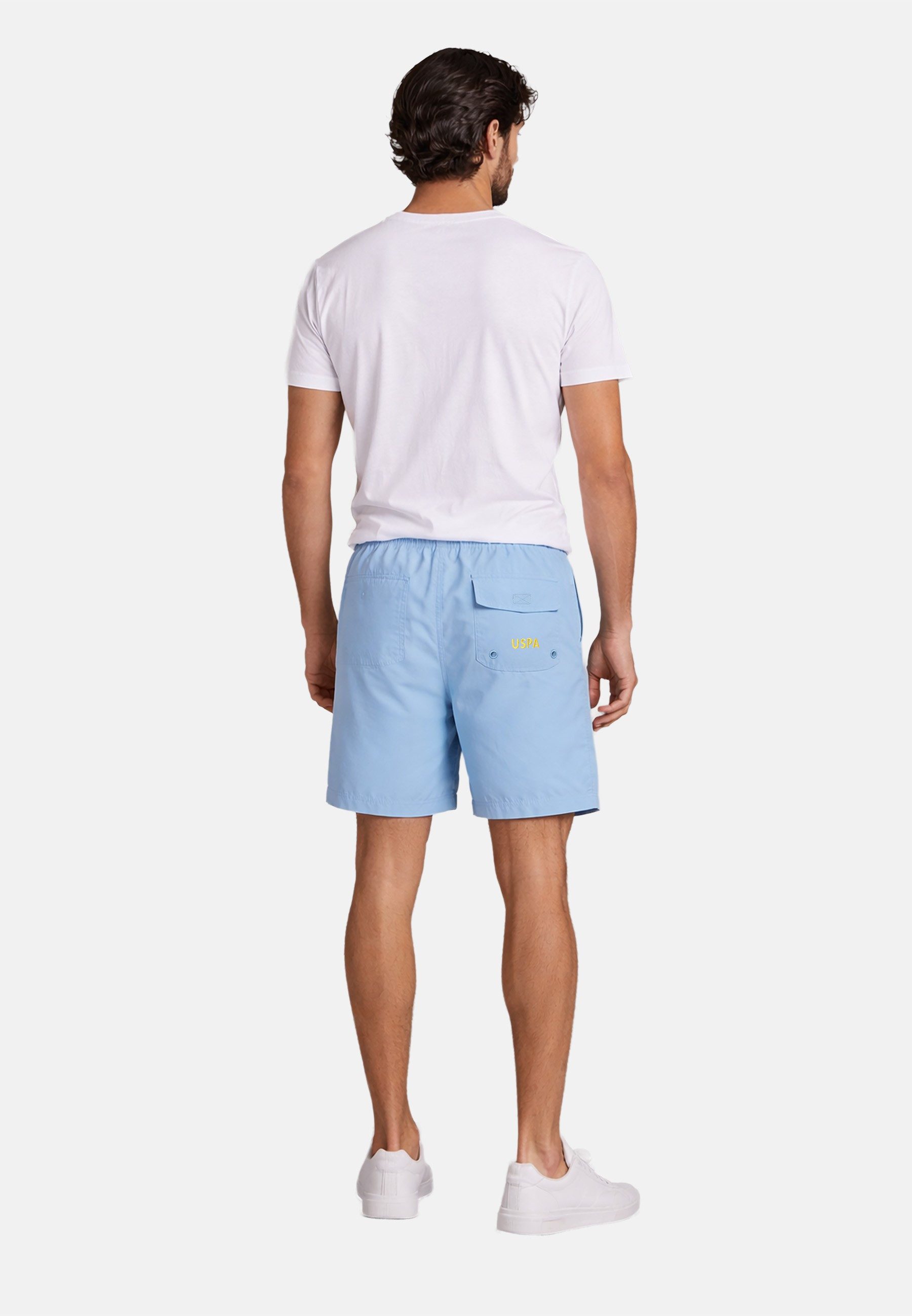 U.S. Polo Assn. Badeshorts USChrys - Schwimmshorts mit Netzfutter und Kordelzug Leichte Badehose mit elastischem Bund und Allover-Logo – Bild 4 von 5