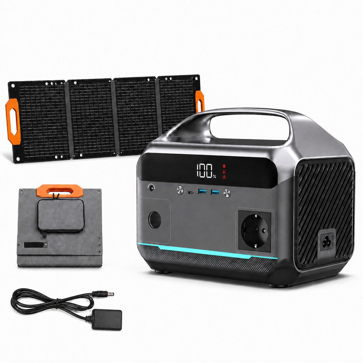 Goldstern-Tech Powerstation 288Wh Powerstation, 600W Ausgangsleistung, USB-C & Solarladung (12V - 28V V), Tragbare Powerstation 288Wh Akku, USB-C, Solarladung, LED-Licht 3,9 kg