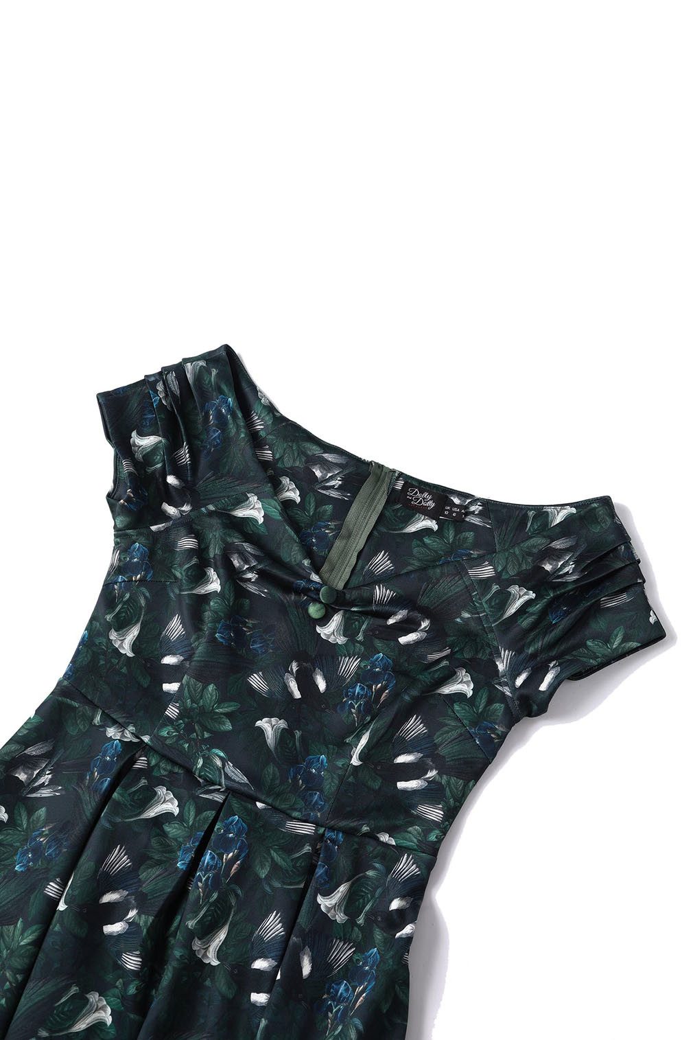 Dolly and Dotty A-Linien-Kleid Lily Green Magpie Off-Shoulder Vintage Retro