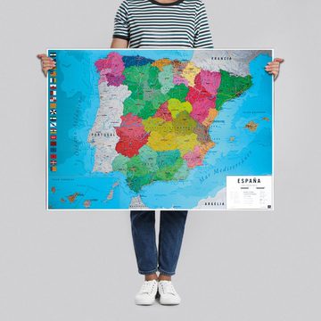 Grupo Erik Poster Mapa Físico Político de España Karte von Spanien 91,5 x 61 cm