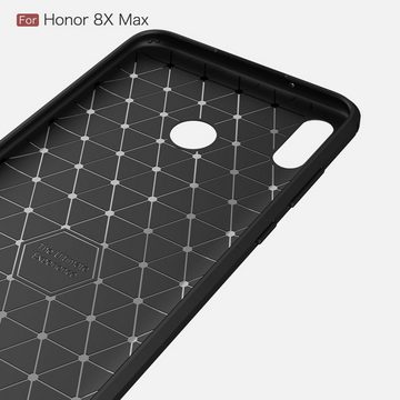 König Design Handyhülle Huawei Honor 8X Max, Huawei Honor 8X Max Handyhülle Carbon Optik Backcover Grau