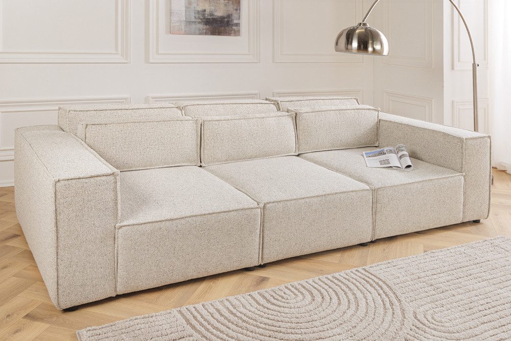 riess-ambiente 3-Sitzer BOSSA NOVA 260cm beige/ocean - Strukturstoff, inkl. Kissen, modern, Einzelartikel 1 Teile, Stilvolle Couch mit Rundumbezug - ideal f. Wohn- & Esszimmer oder Loft