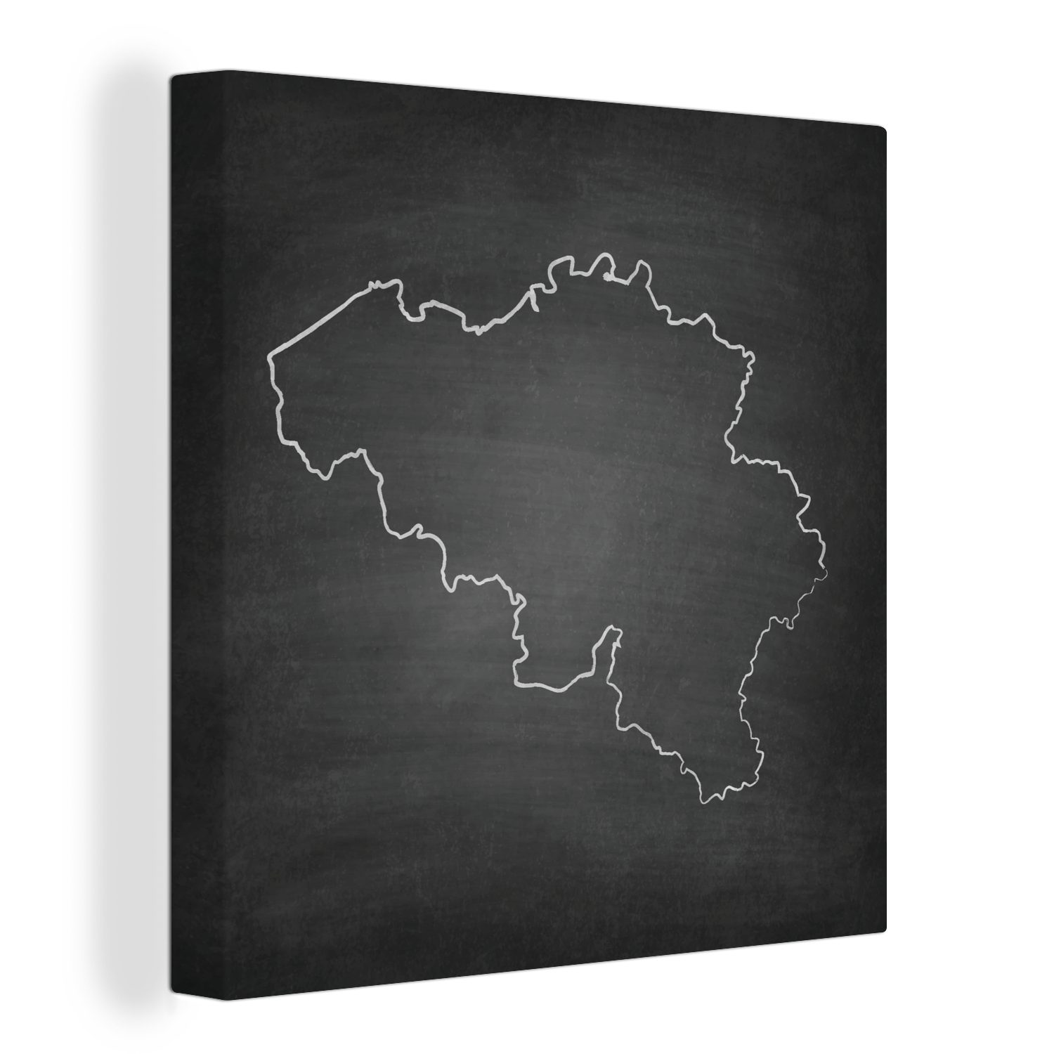 OneMillionCanvasses® Leinwandbild Schwarze und weiße Illustration von Belgien auf einer Tafel, (1 St), Leinwand Bilder für Wohnzimmer Schlafzimmer