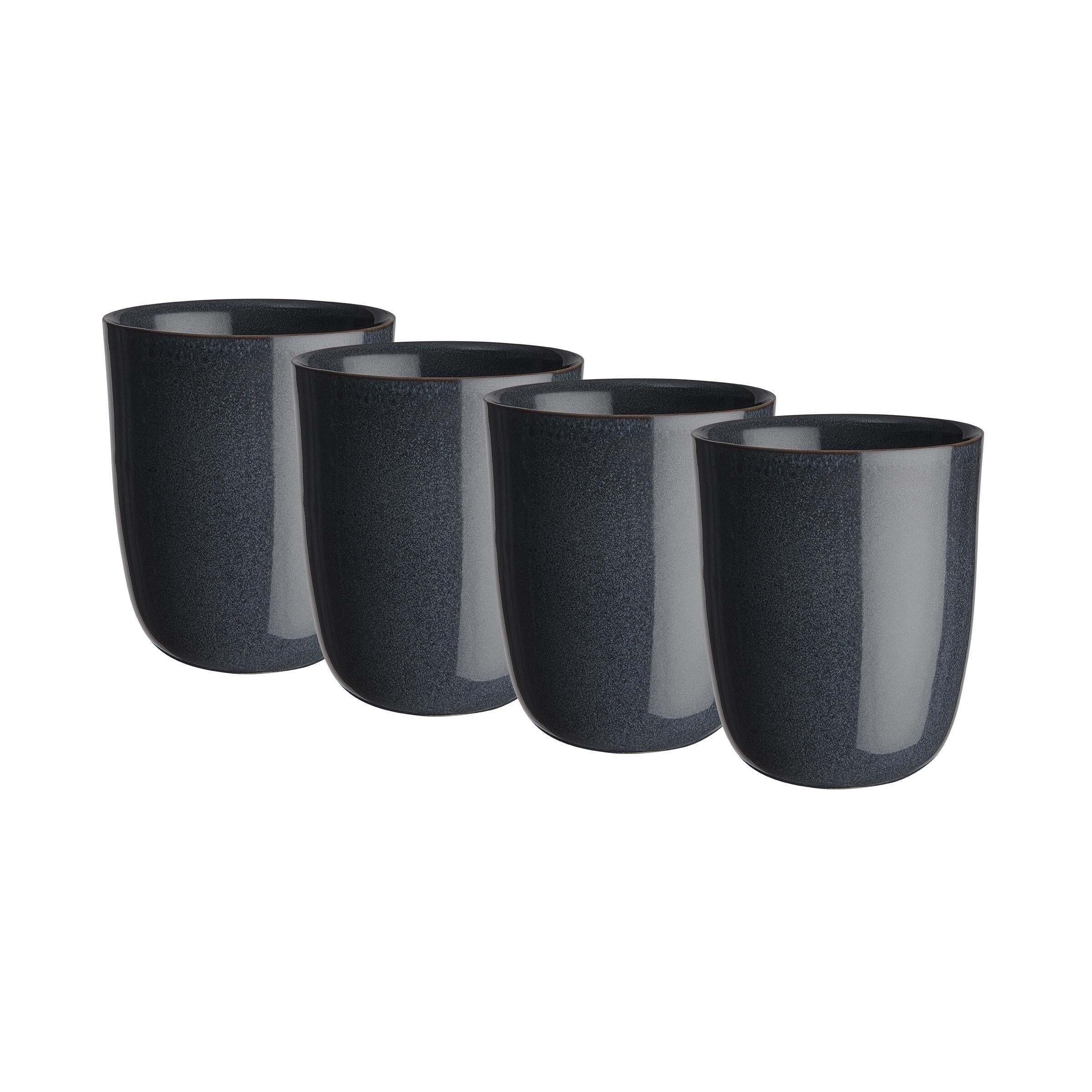 300ml, Dunkelblau Henkel Steinzeug Tasse Tasse ohne NATIVE BUTLERS 4x