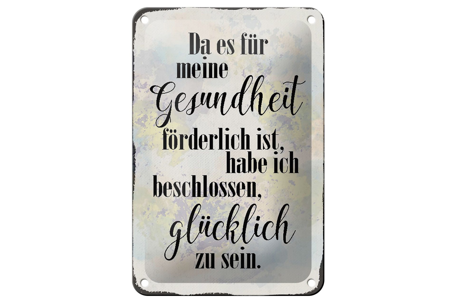 Metallschild Spruch 12x18cm Gesundheit glücklich sein