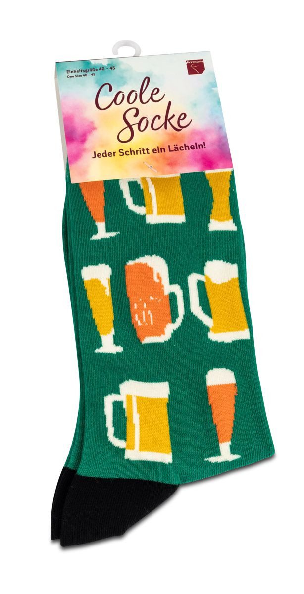 Socken Coole Socke Bier grün - One Size 40 - 45