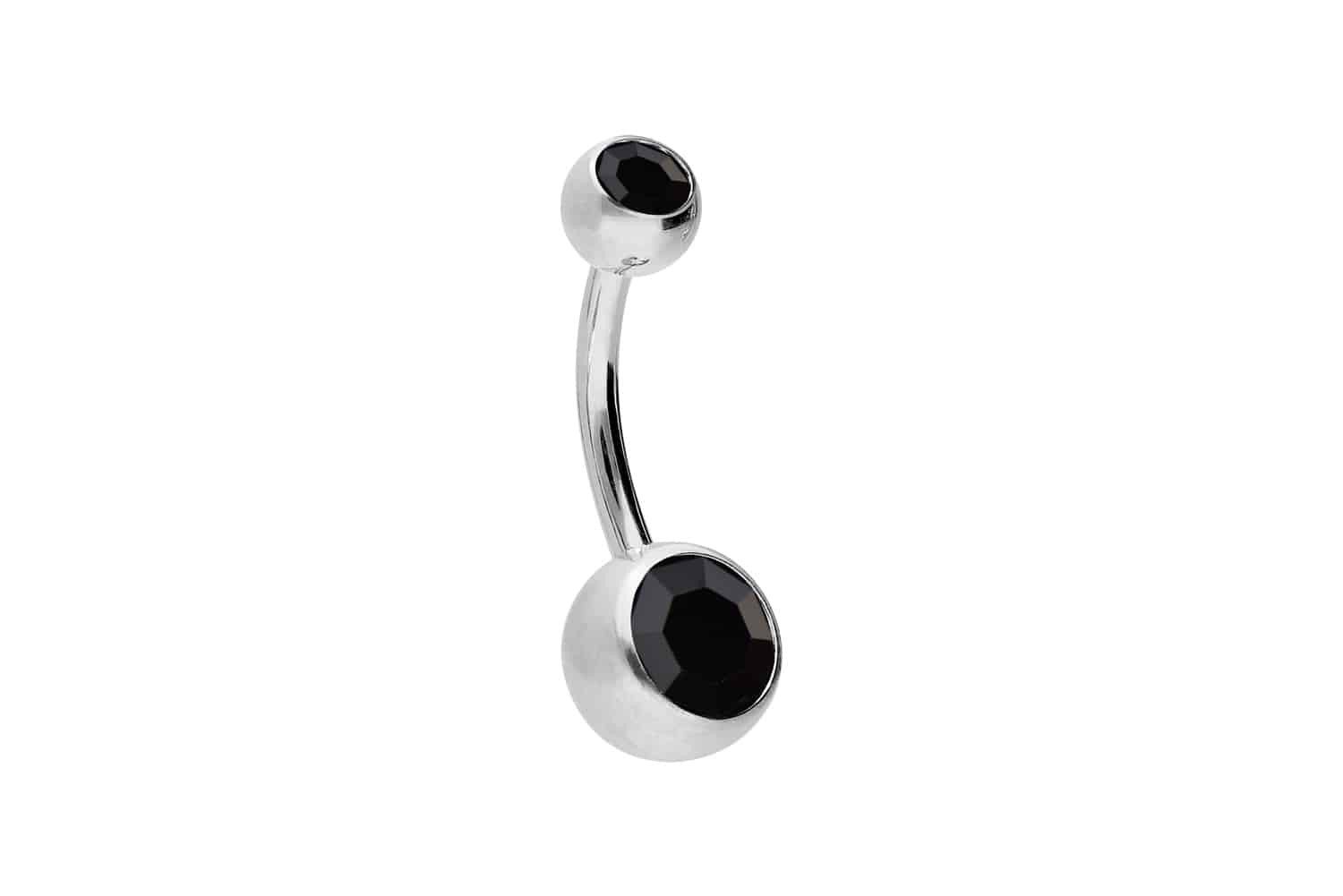 PIERCINGLINE Bauchnabelpiercing Chirurgenstahl Bananabell ZWEI KRISTALLE (Bananabells, 1-tlg)