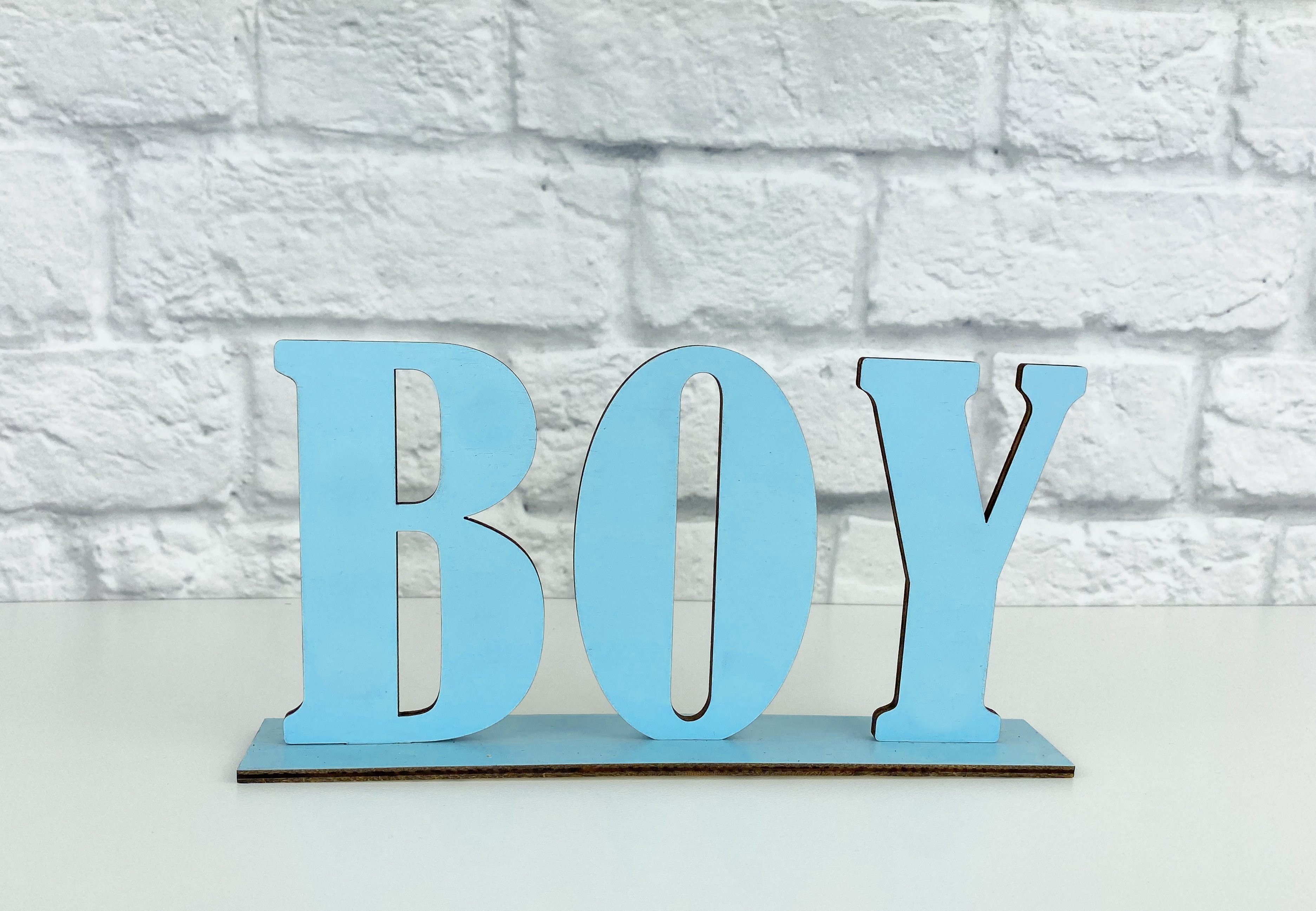 WoodFriends Dekoobjekt Schriftzug mit Standfuß für Babyshower Babyparty Boy Girl Oh Baby!, aus Holz lackiert