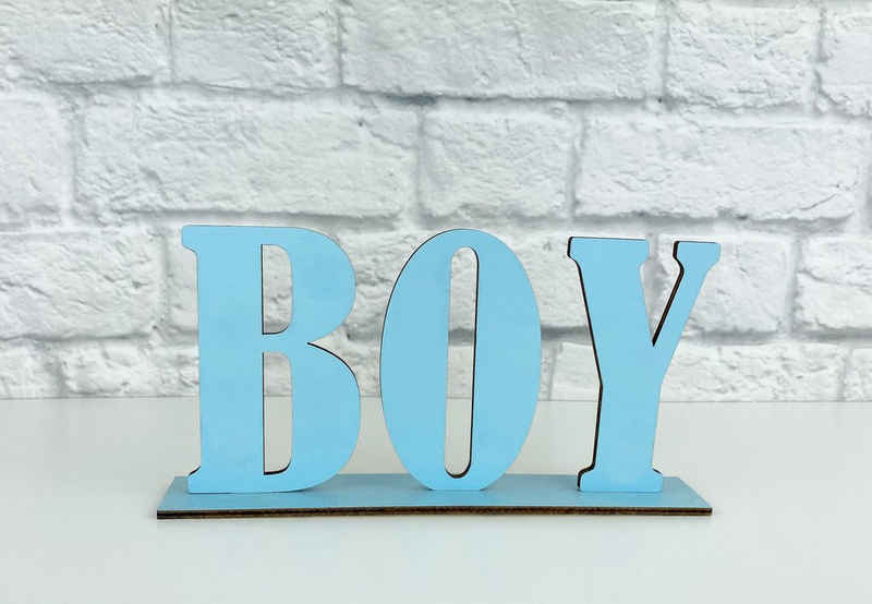 WoodFriends Dekoobjekt Schriftzug mit Standfuß für Babyshower Babyparty Boy Girl Oh Baby!, aus Holz lackiert