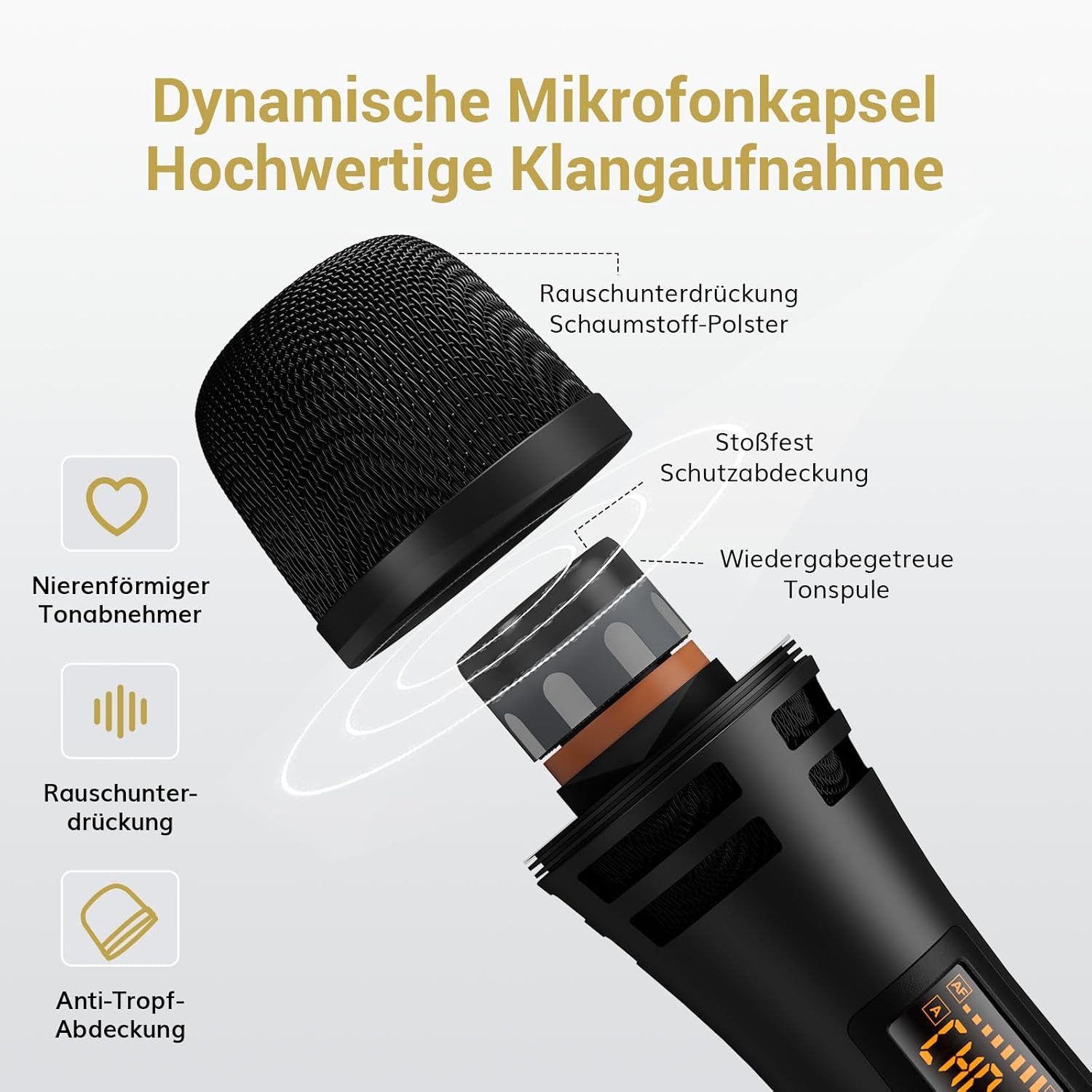 TONOR Mikrofon TONOR TW-310 Wireless Mikrofon Funk Karaoke Mic 15 Kanäle Bühne