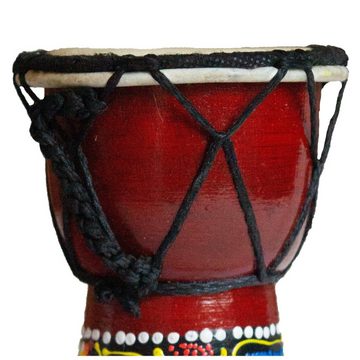 SIMANDRA Spielzeug-Musikinstrument Djembe Trommel 12 cm Bongo Afrika - bemalt Dot Painting