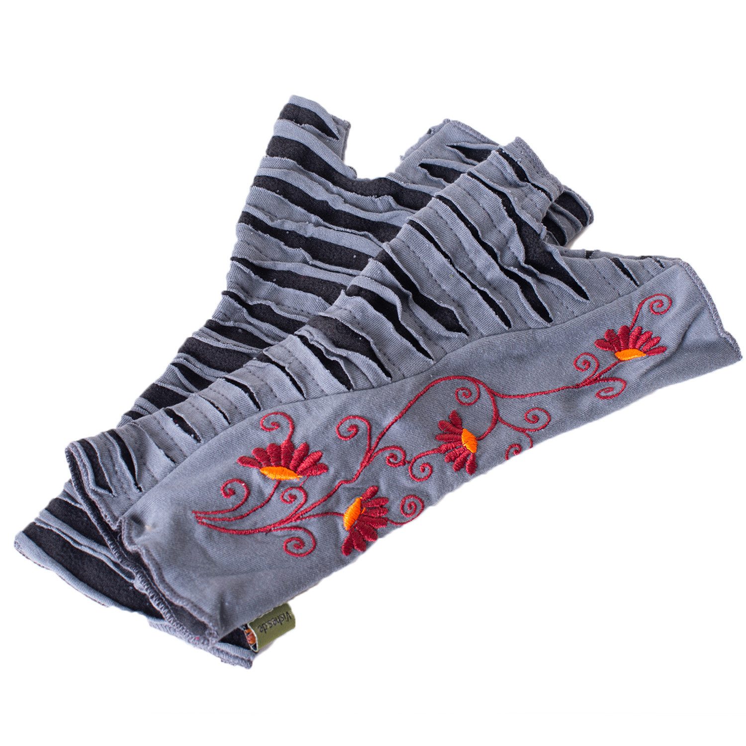 Vishes Защитные манжеты Warme Blumen bestickte Handstulpen, außen Baumwolle, innen Fleece Alternative Bekleidung, Ethno, Hippie, Retro Style