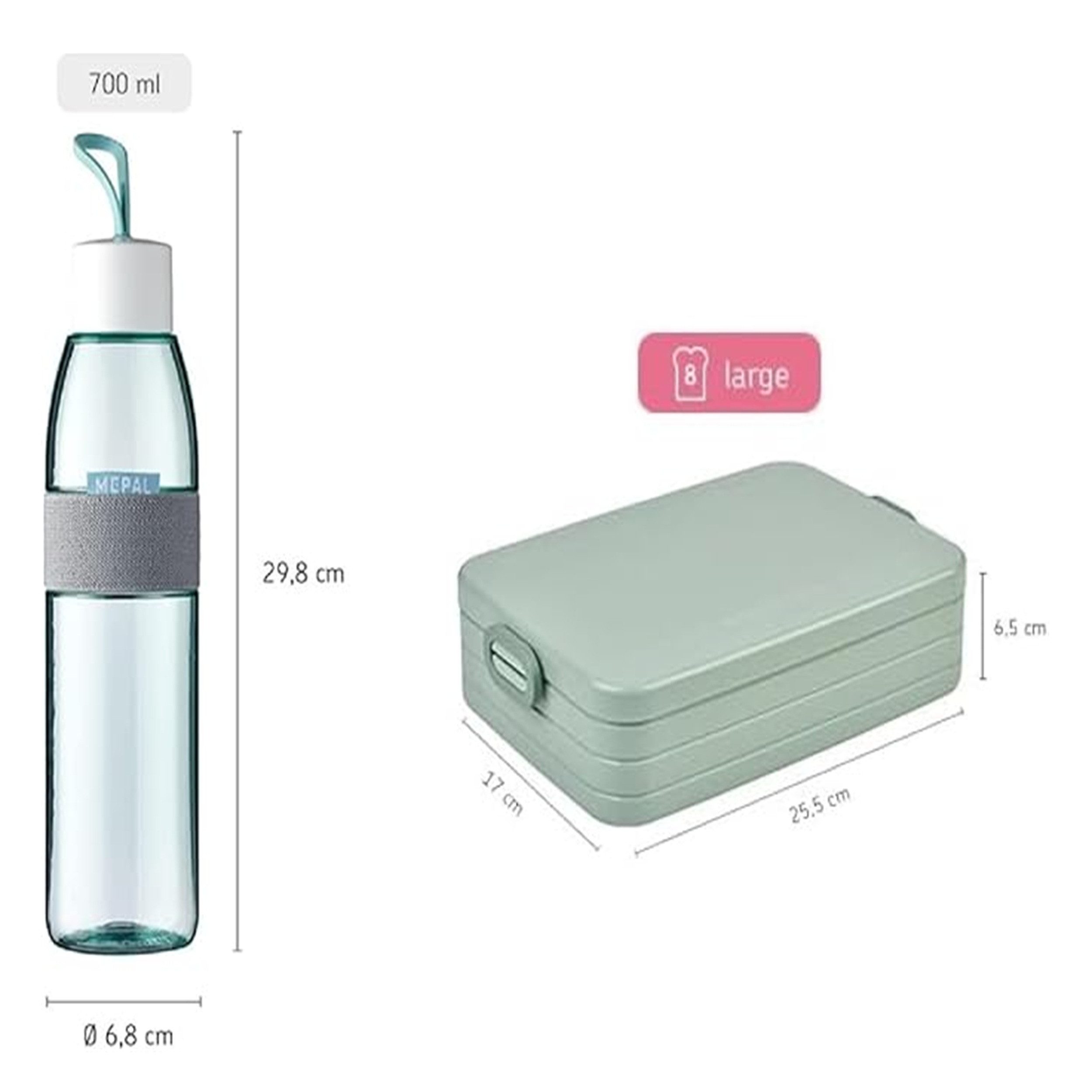 Mepal Lunchbox Lunchbox mit Trennwand und Trinkflasche 700 ml, ideal für Mealprep, auslaufsicher, bruchfest, kohlensäuregeeignet, Vivid Blue