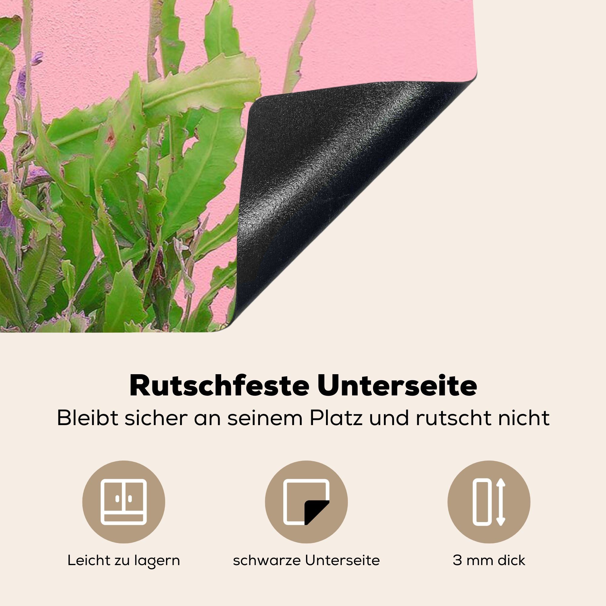 Rosa, Sommer Pflanze MuchoWow Vinyl, Arbeitsplatte - Ceranfeldabdeckung, Herdblende-/Abdeckplatte (1 - 81x52 küche für cm, tlg),