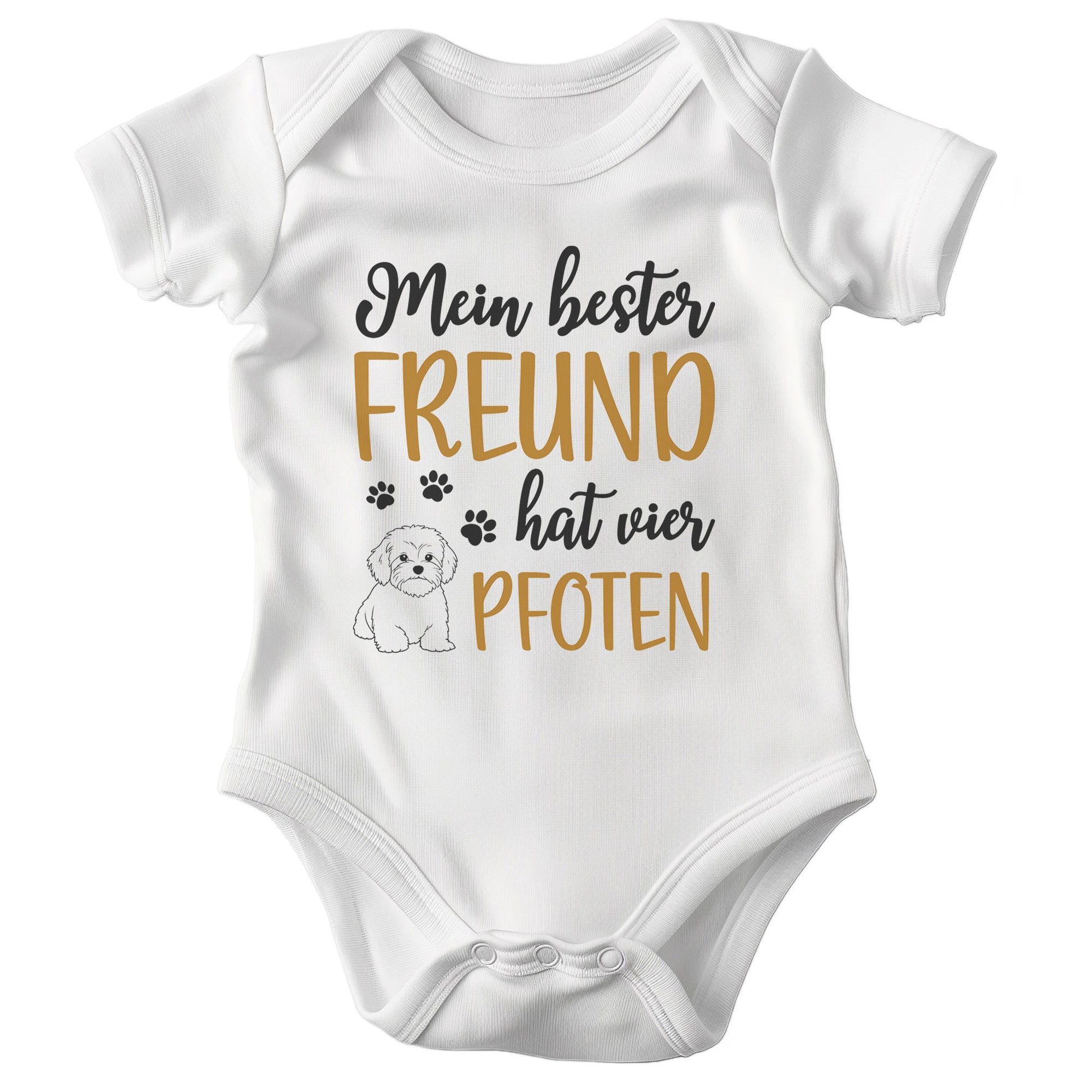 22Feels Kurzarmbody Bio Unisex Babybody Weiß Malteser Mama Motiv Geschenk Geburt Babyparty BIO-Baumwolle - In Deutschland Bedruckt - Niedlicher Print