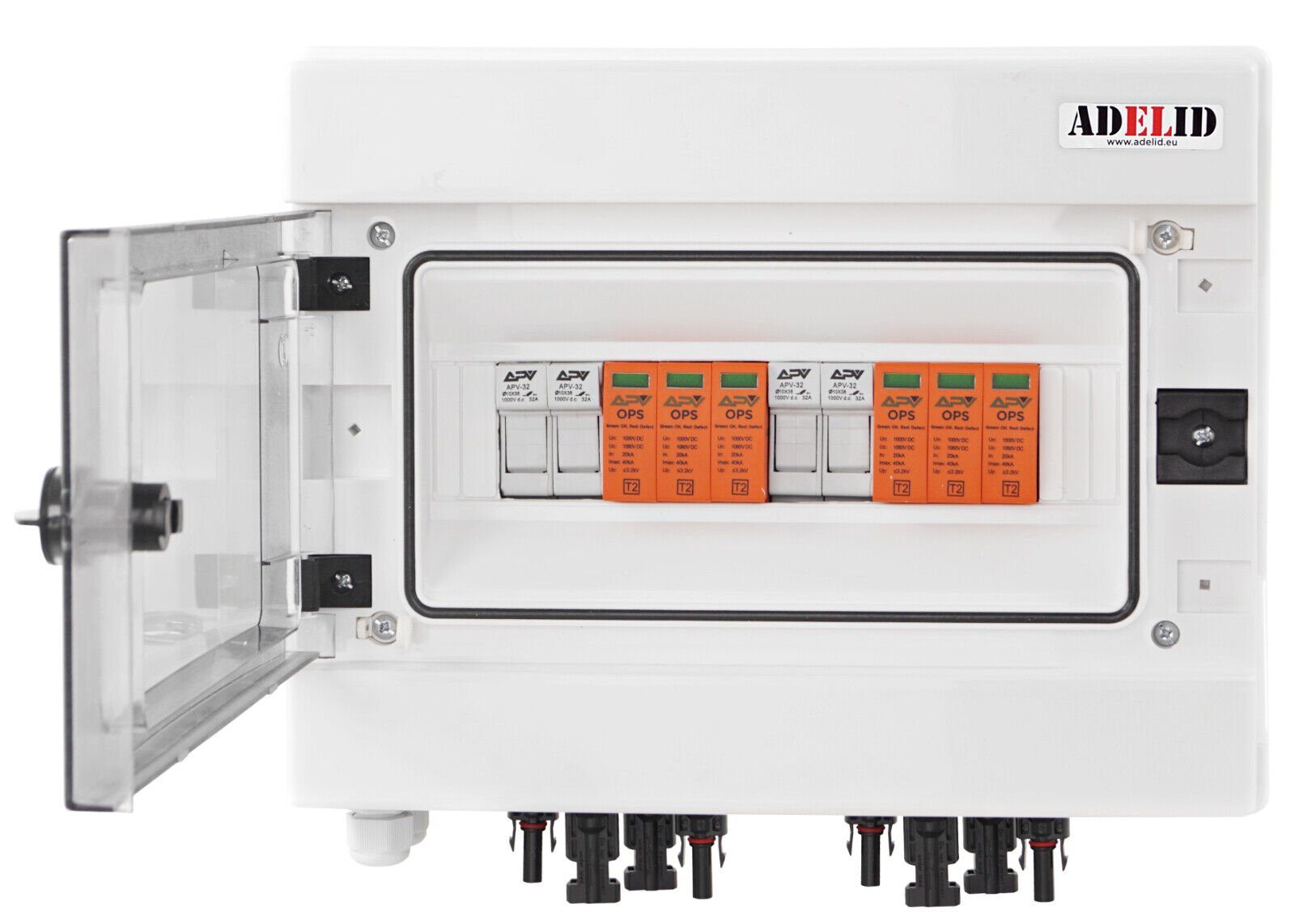 APV Verteilerbox, PV Anschlusskasten DC 32A 1000V 2-Strings Photovoltaik 12-Module IP65