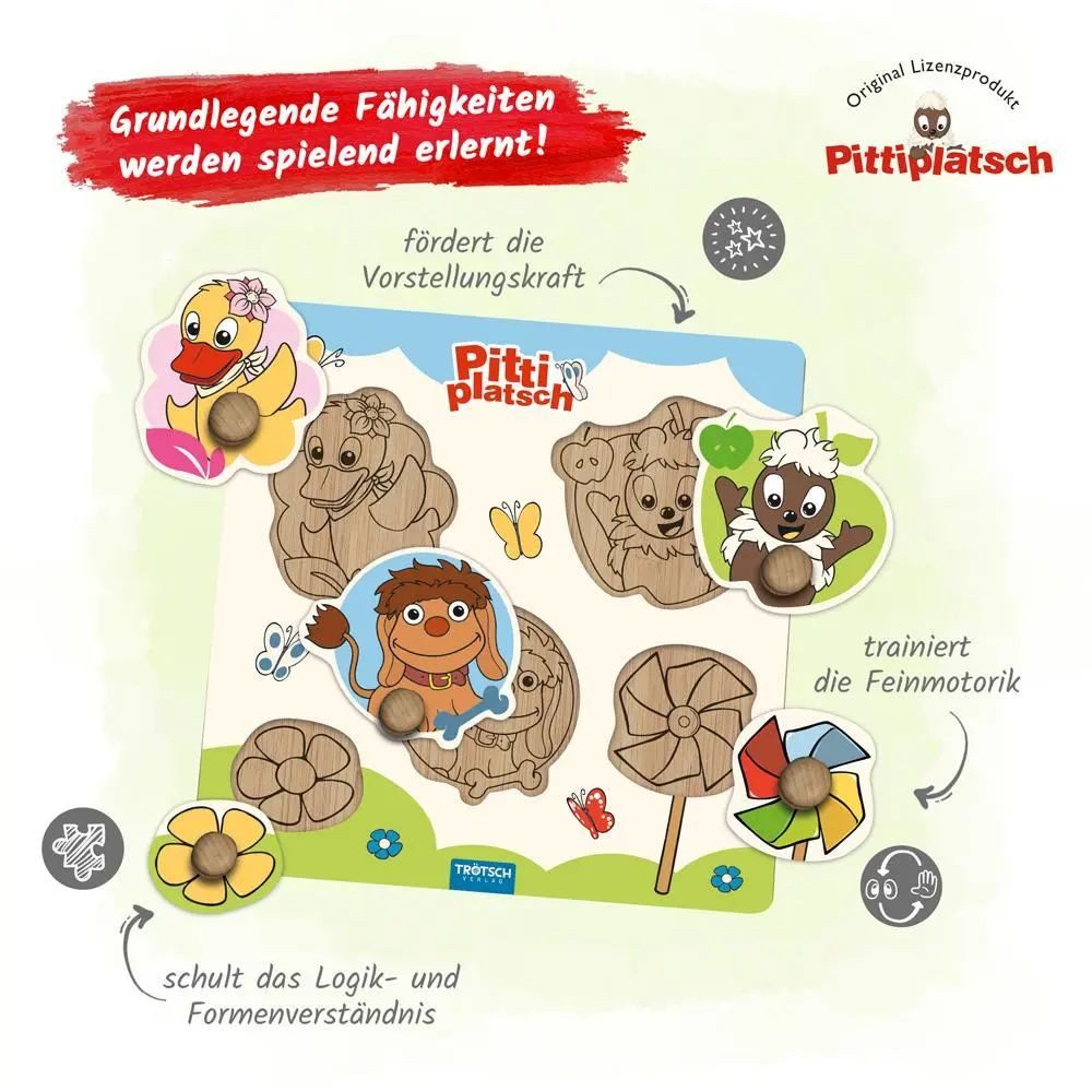 Trötsch Verlag Puzzle Trötsch Pittiplatsch Holzlegespiel, Puzzleteile