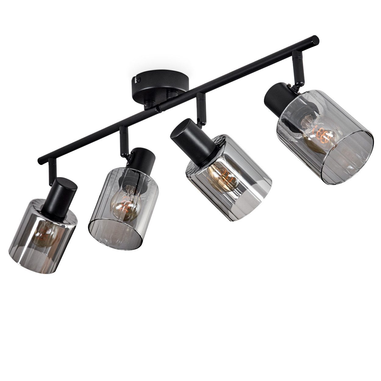 hofstein Deckenleuchte Deckenlampe aus Metall/Glas in Schwarz, ohne Leuchtm günstig online kaufen