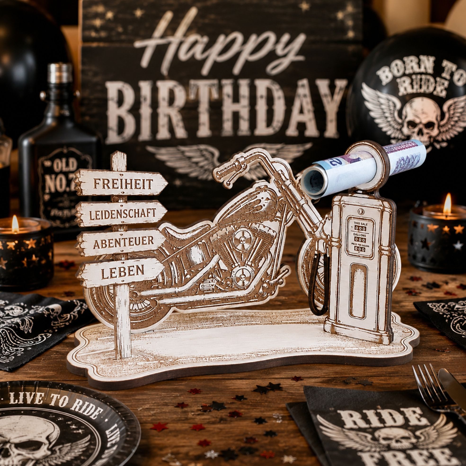 Dekolando Geschenkkarte Geldgeschenk Motorrad Biker Geschenk Tankgutschein 15 x 7,5 cm – Bild 2 von 5