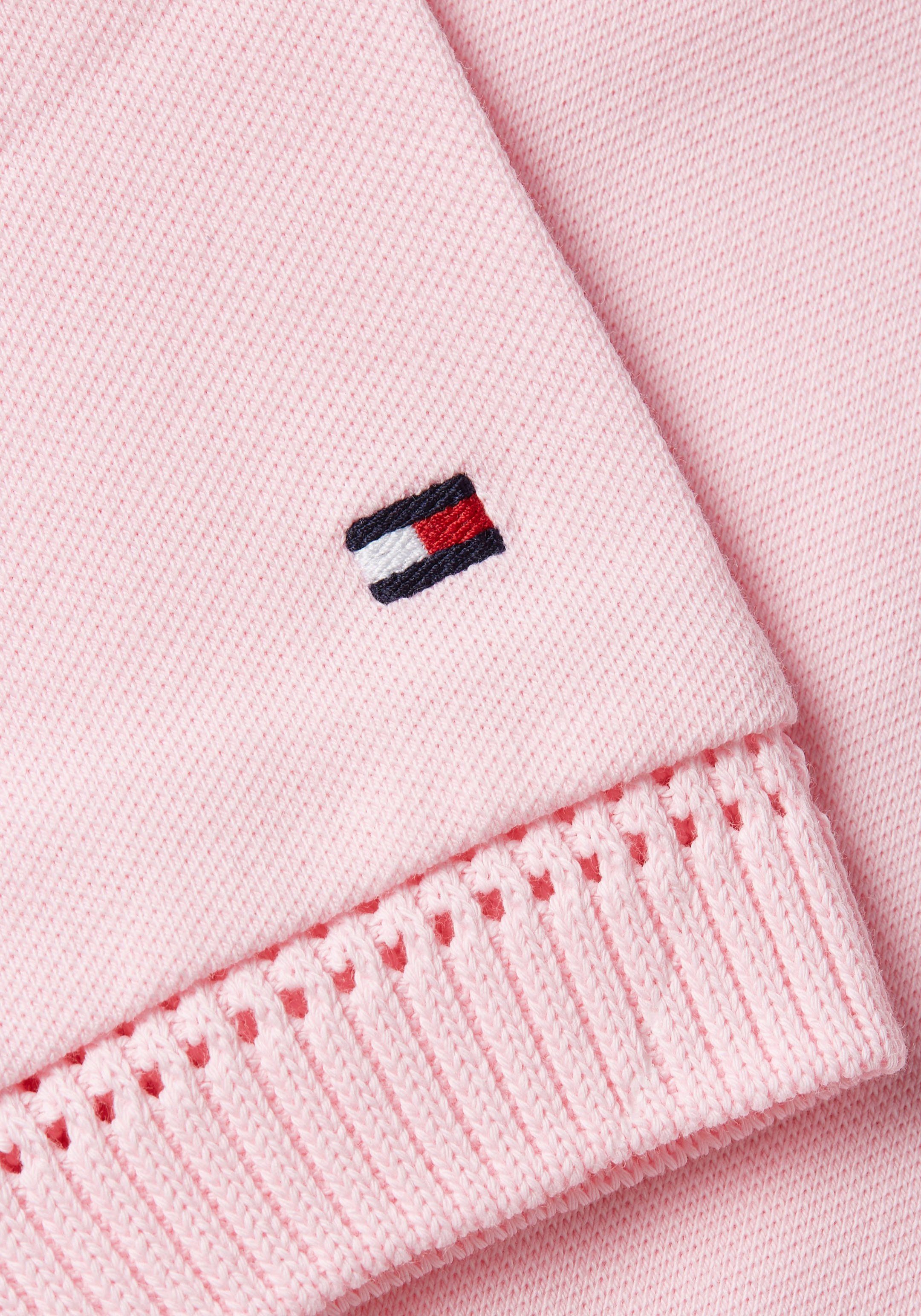 1/2SLV mit REG am Pastel Lochmuster Tommy Hilfiger den OPENWORK Pink süßem Ärmelbündchen Polokleid DRS Polokragen POLO und