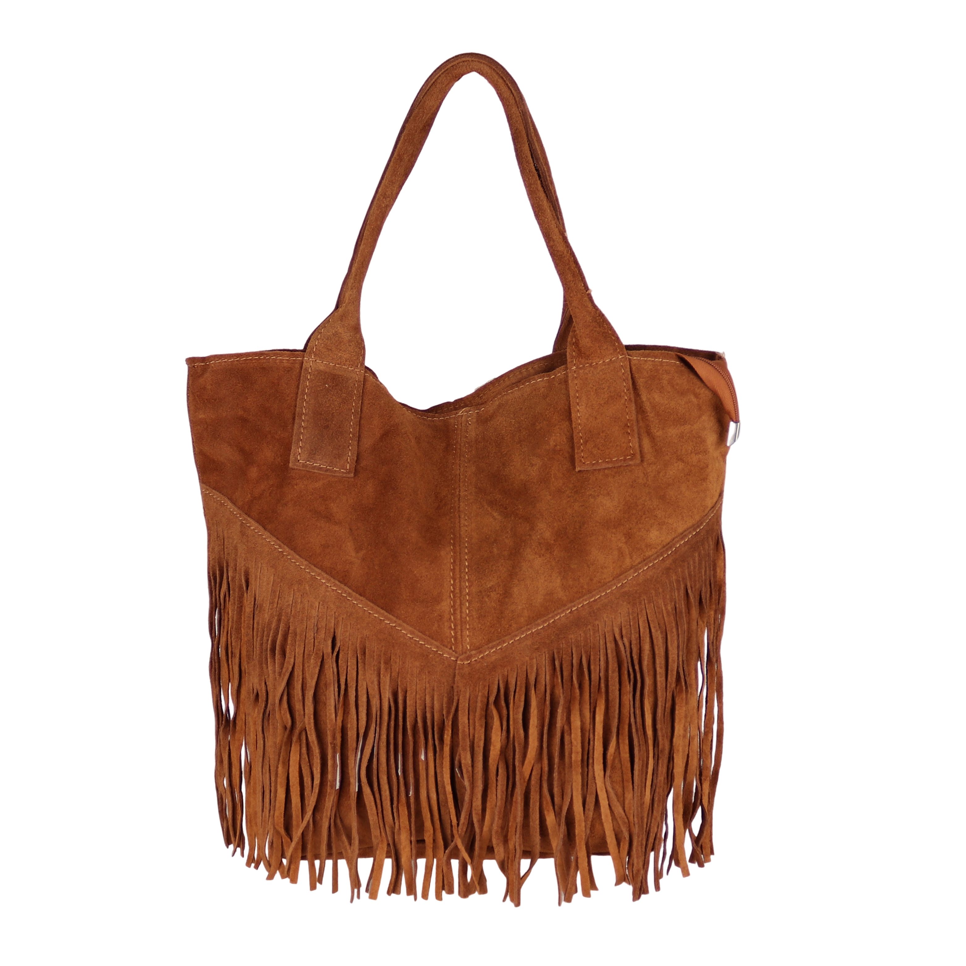 Shopper aus Echtleder, Wildleder Made in Italy, Shopper Tasche