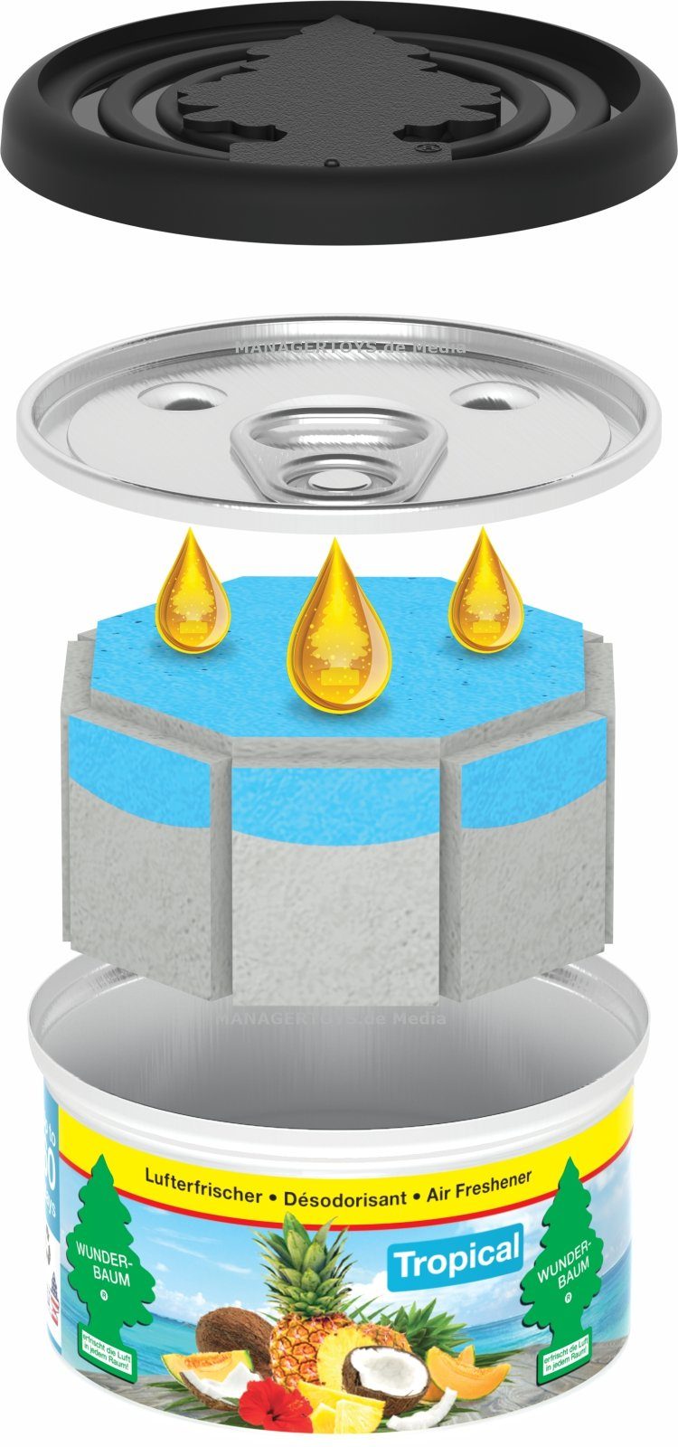Wunder-Baum Geruchsfilter Wunderbaum Duft Dose Tropical Fruits Luft Erfrischer 48 g bis 60 Tage