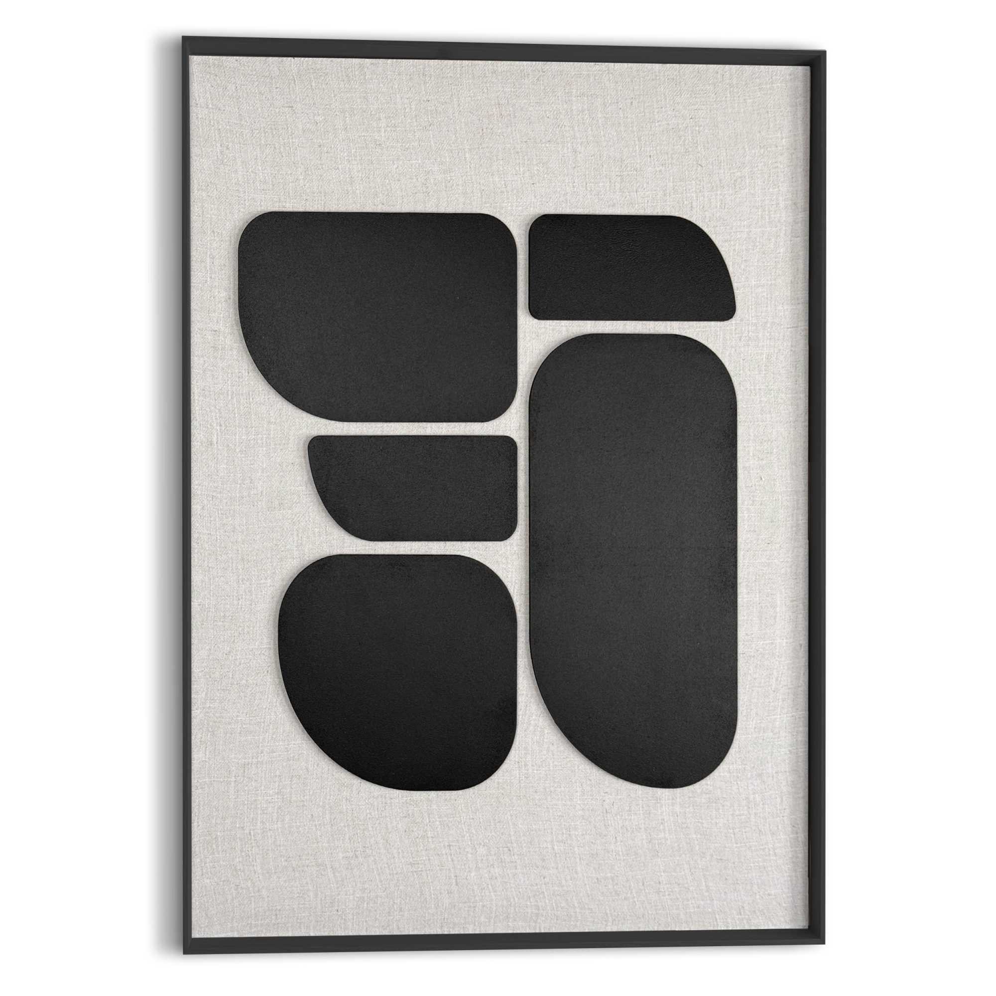 Reinders! Wandbild Organic Blocks schwarz, Wohnzimmer - Schwarz-Weiß - MDF - Abstrakt - 50x70 cm