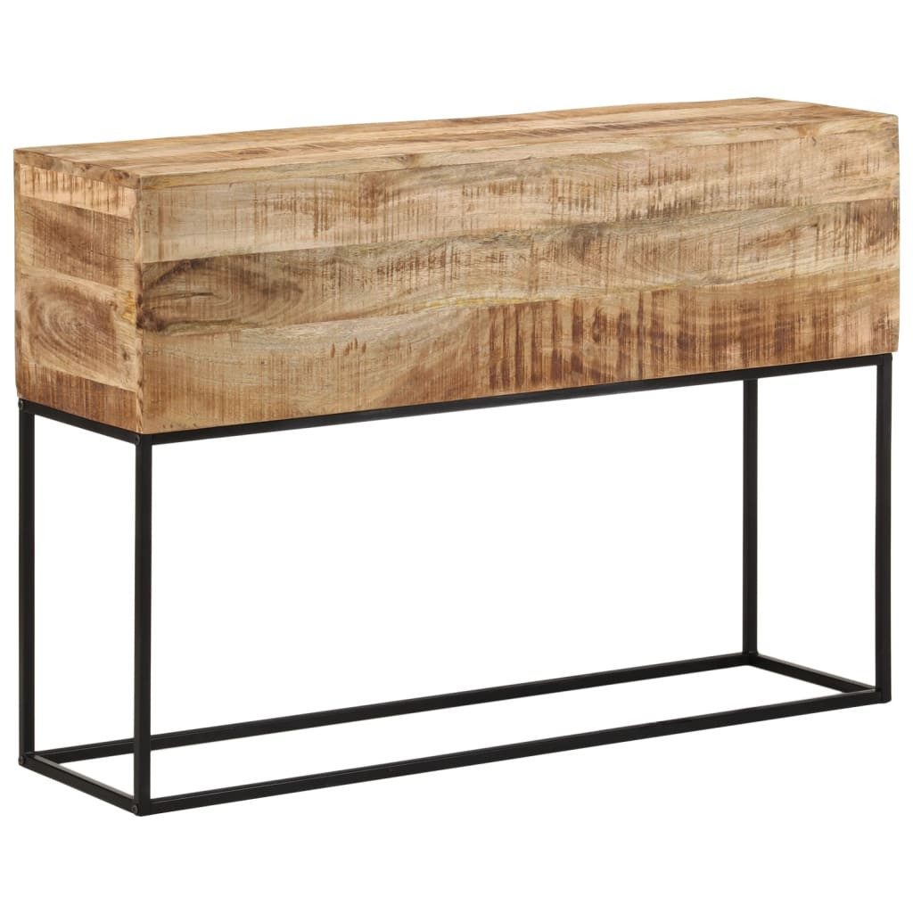 vidaXL Beistelltisch Konsolentisch 110x30x75 cm Raues Massivholz und Eisen (1-St)