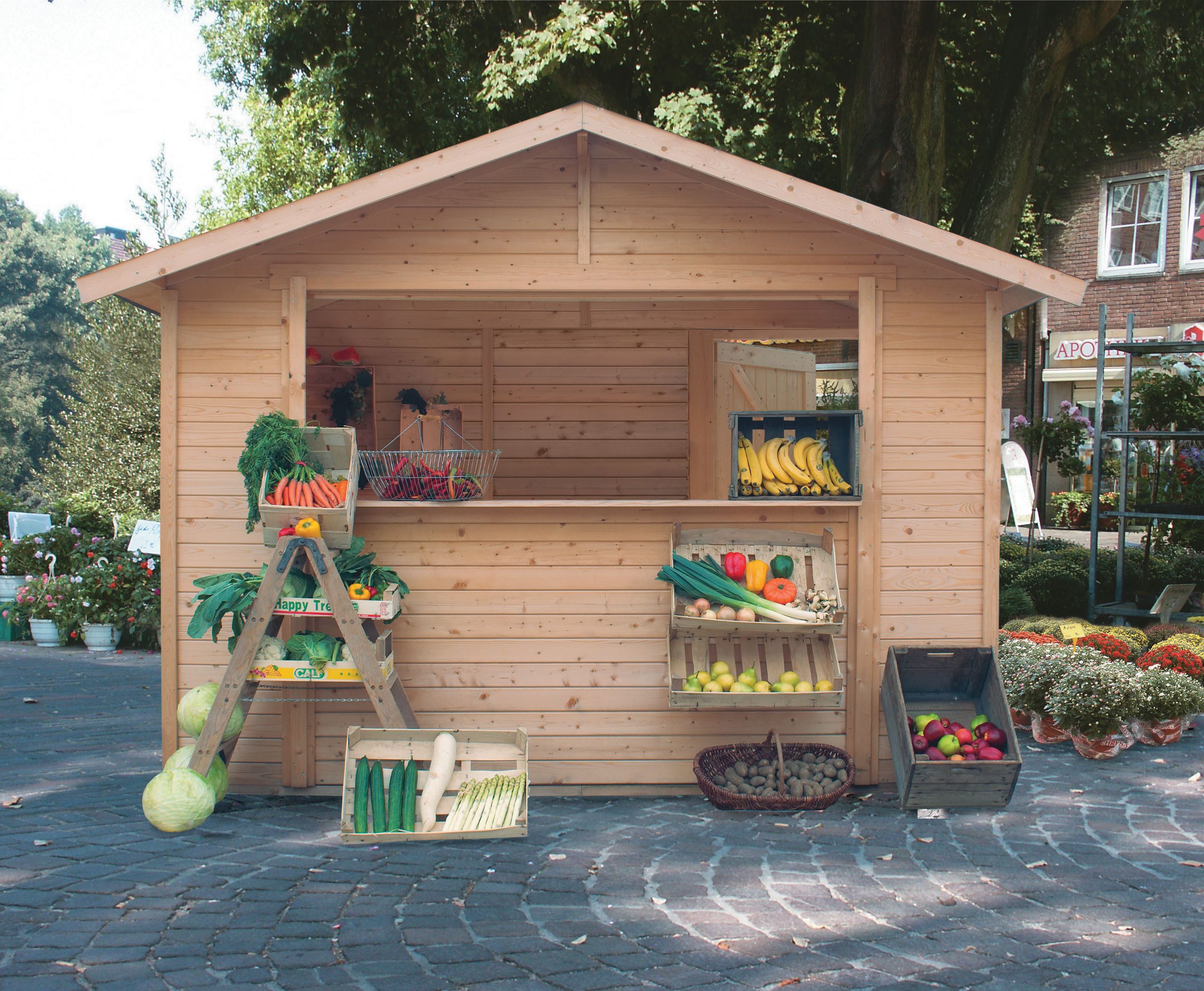 Karibu Gartenhaus Verkaufshaus 2 naturbelassen, BxT: 304x202 cm, aus hochwertiger nordischer Fichte