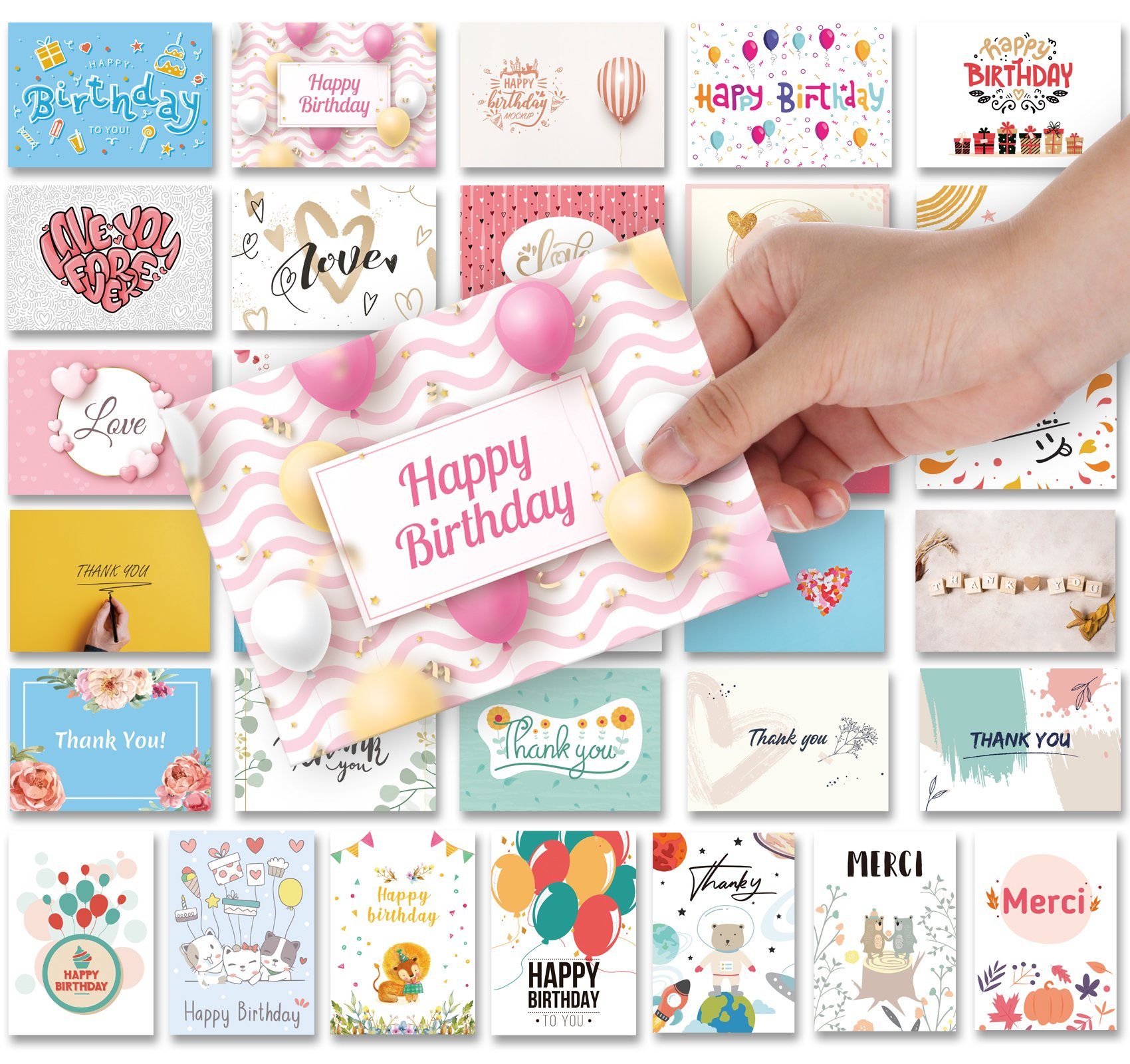 Geburtstag Postkarten Stück Karten Blanko Dankeskarte zum Danke Hochzeit für Erzieher, sagen Homewit usw. Set, Dankeskarten 40 Geschenkkarte