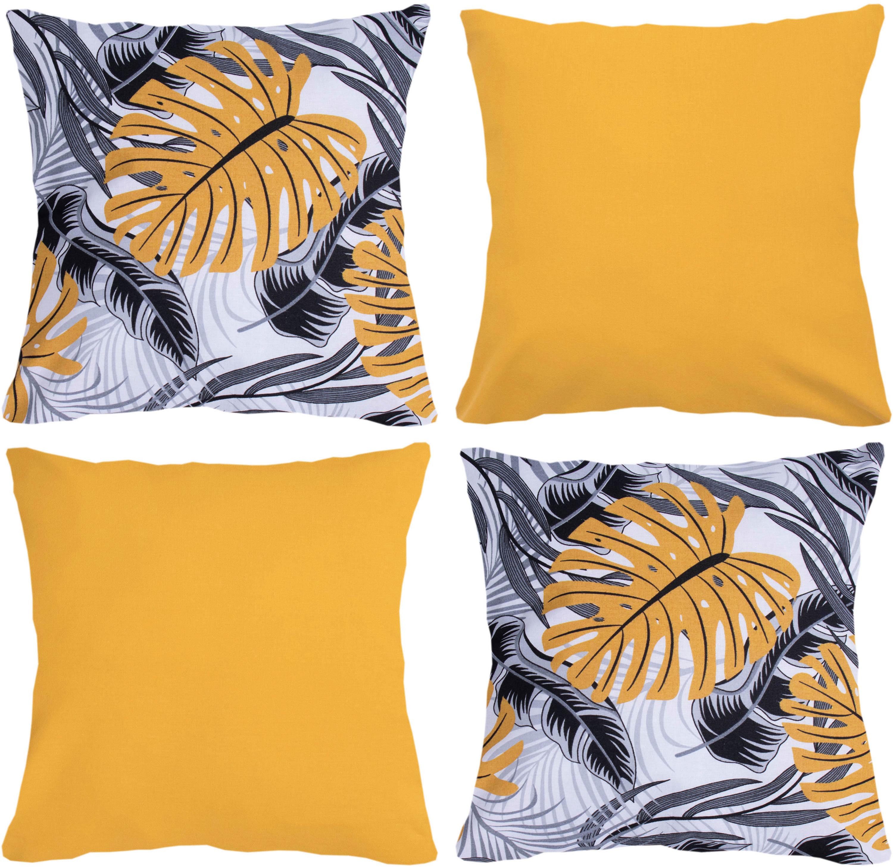 Dekokissen 4er Set - Dekokissen mit Füllung - 40x40 cm oder 50x50 cm - Kissen