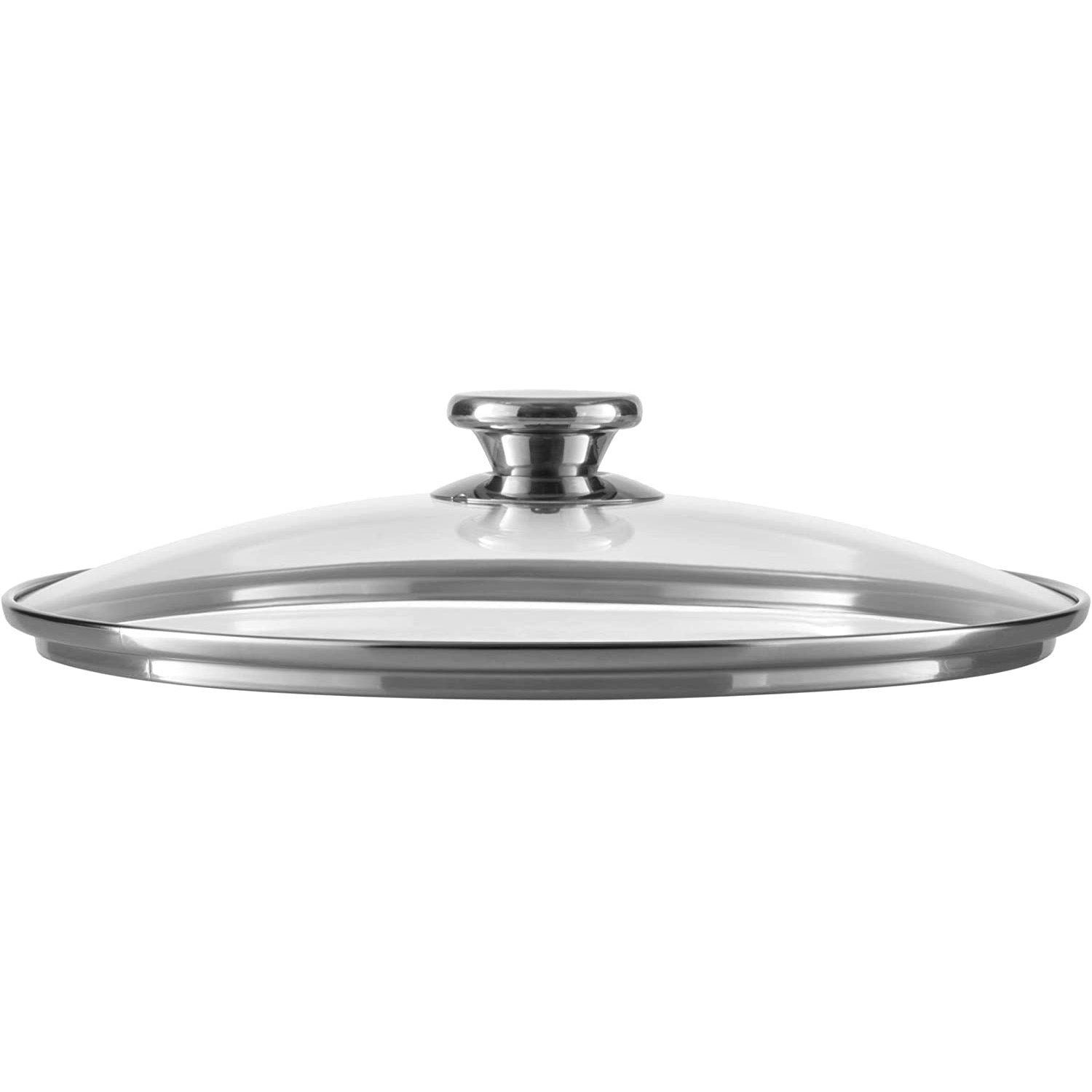 KLAMER Pfannendeckel 28 cm, Edelstahl Universal-Pfannendeckel für Pfannen und Töpfe, Glasd…, Fingerschutz, Spritzschutz, Spülmaschinen geeignet