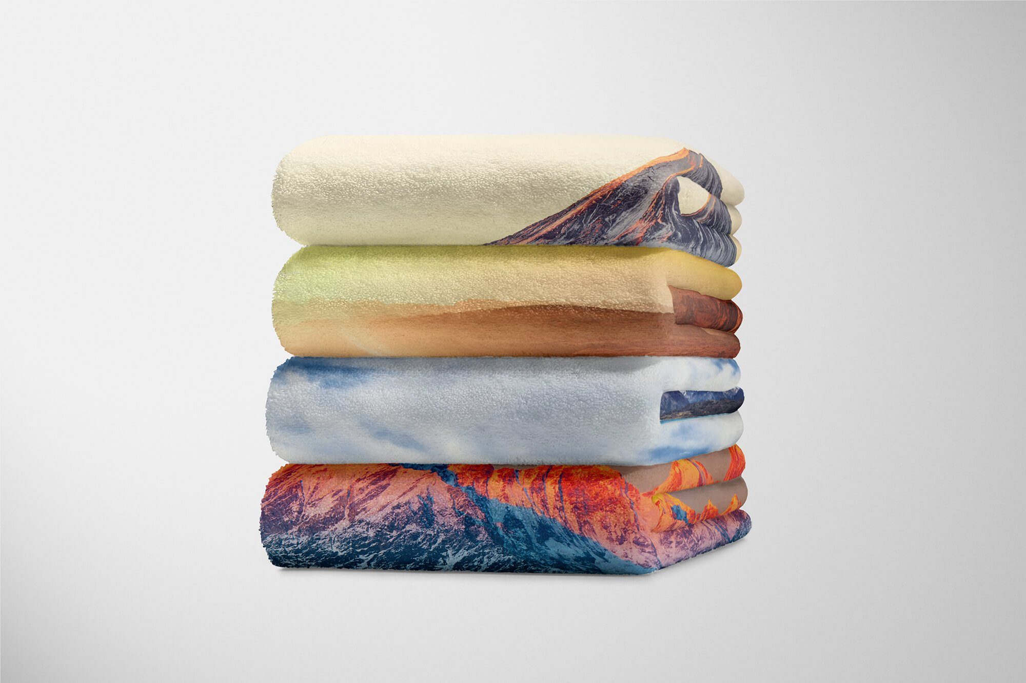 Berge (1-St), Kuscheldecke mit Baumwolle-Polyester-Mix Handtücher Handtuch Saunatuch Art Bergsee Anden, Fotomotiv Handtuch Strandhandtuch Sinus
