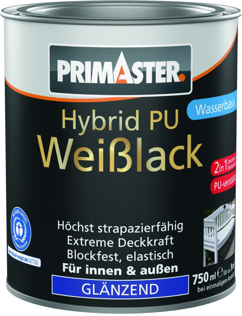Primaster Primaster Hybrid PU-Weißlack weiß glänzend 750 ml Häkelwolle