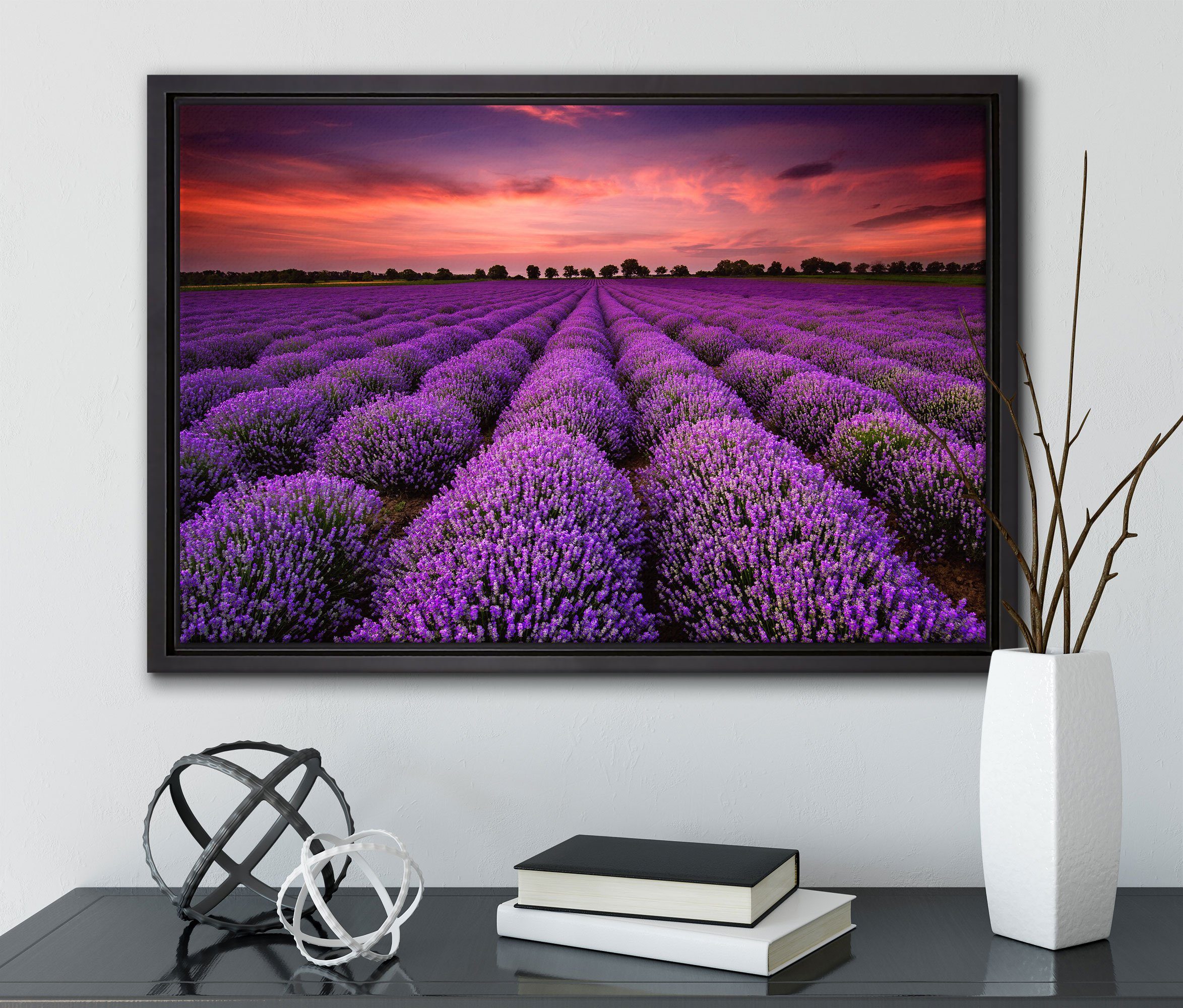 Pixxprint Leinwandbild Wunderschöne Lavendel Provence, Zackenaufhänger Schattenfugen-Bilderrahmen St), Leinwandbild gefasst, bespannt, in einem fertig (1 Wanddekoration inkl