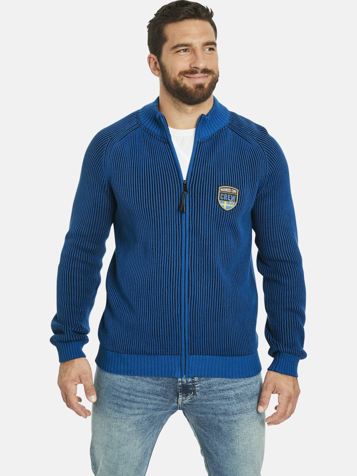 Jan Vanderstorm Strickjacke VERMUNDUR in ansprechender Rippoptik günstig online kaufen