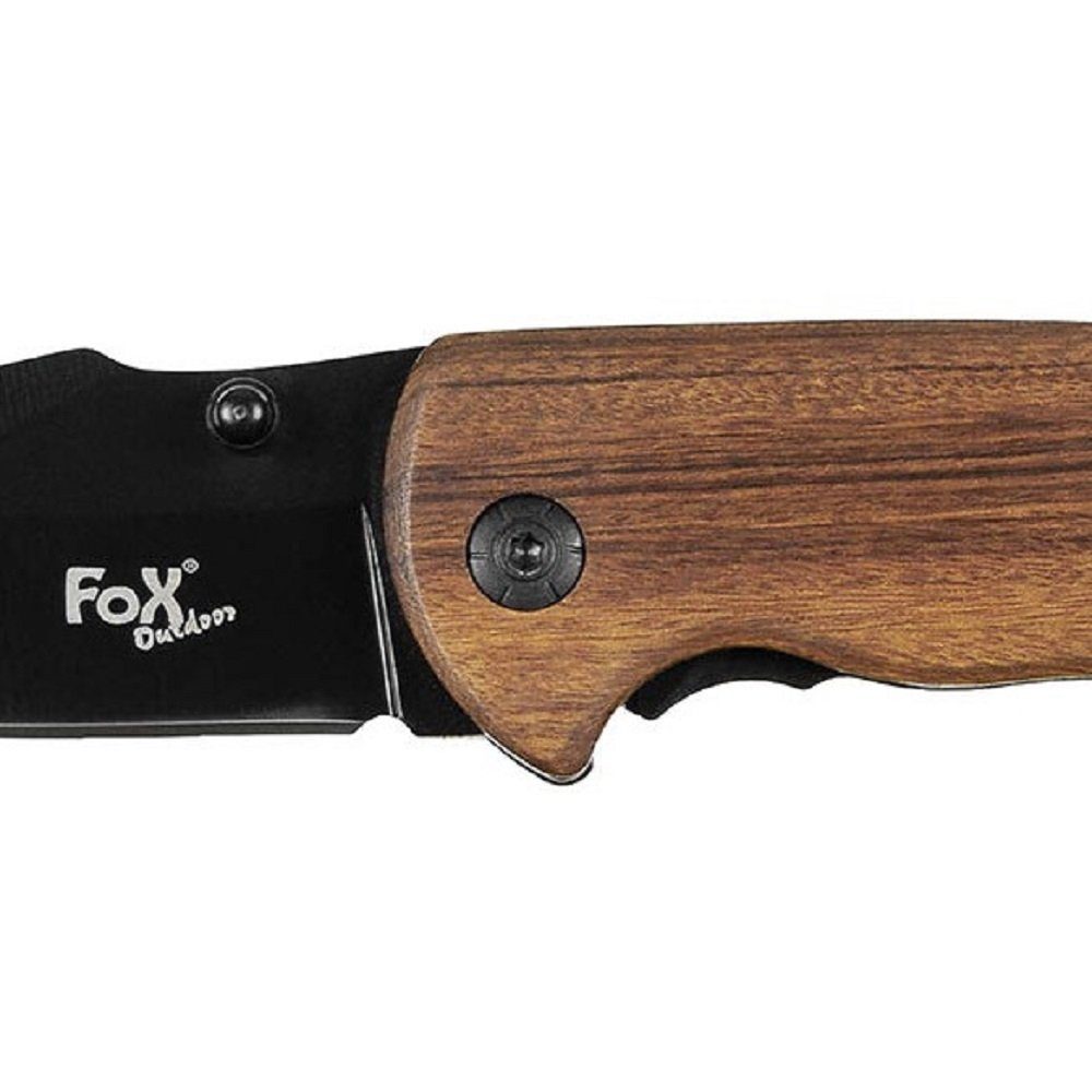 FoxOutdoor Taschenmesser Klappmesser, Compact, Einhand, Metallgriff Holzeinlage, einseitiger Holzgriffschale mit (Packung)
