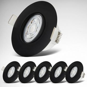 B.K.Licht LED Einbauleuchte BK_EL1583 LED Bad Einbauleuchten IP65 6er-Set Schwenkbar, LED fest integriert, Warmweiß, Kunststoff Schwarz inkl. 6 x LED-Platine 4,9W 480Lm 3.000K