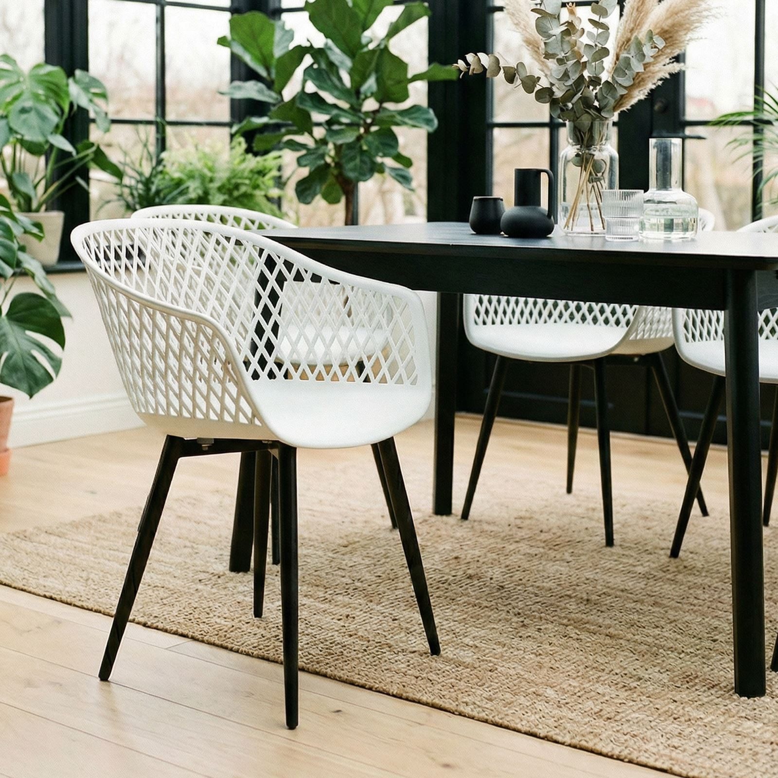 IDIMEX Gartenstuhl MADEIRA (4 St), Outdoor Stühle 4er Set UV-beständig für Indoor & Outdoor Schwarz/Weiß