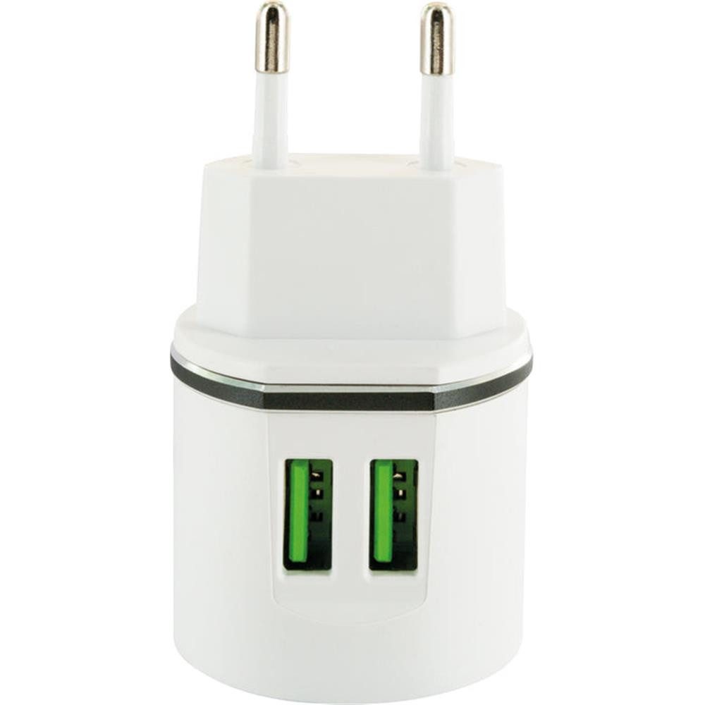 Schwaiger LAD230 531 USB-Ladegerät (2400,00 mA, 230 V, 2x USB 2.0 für Smartphone Tablet, Ladeadapter Ladestecker Weiß)