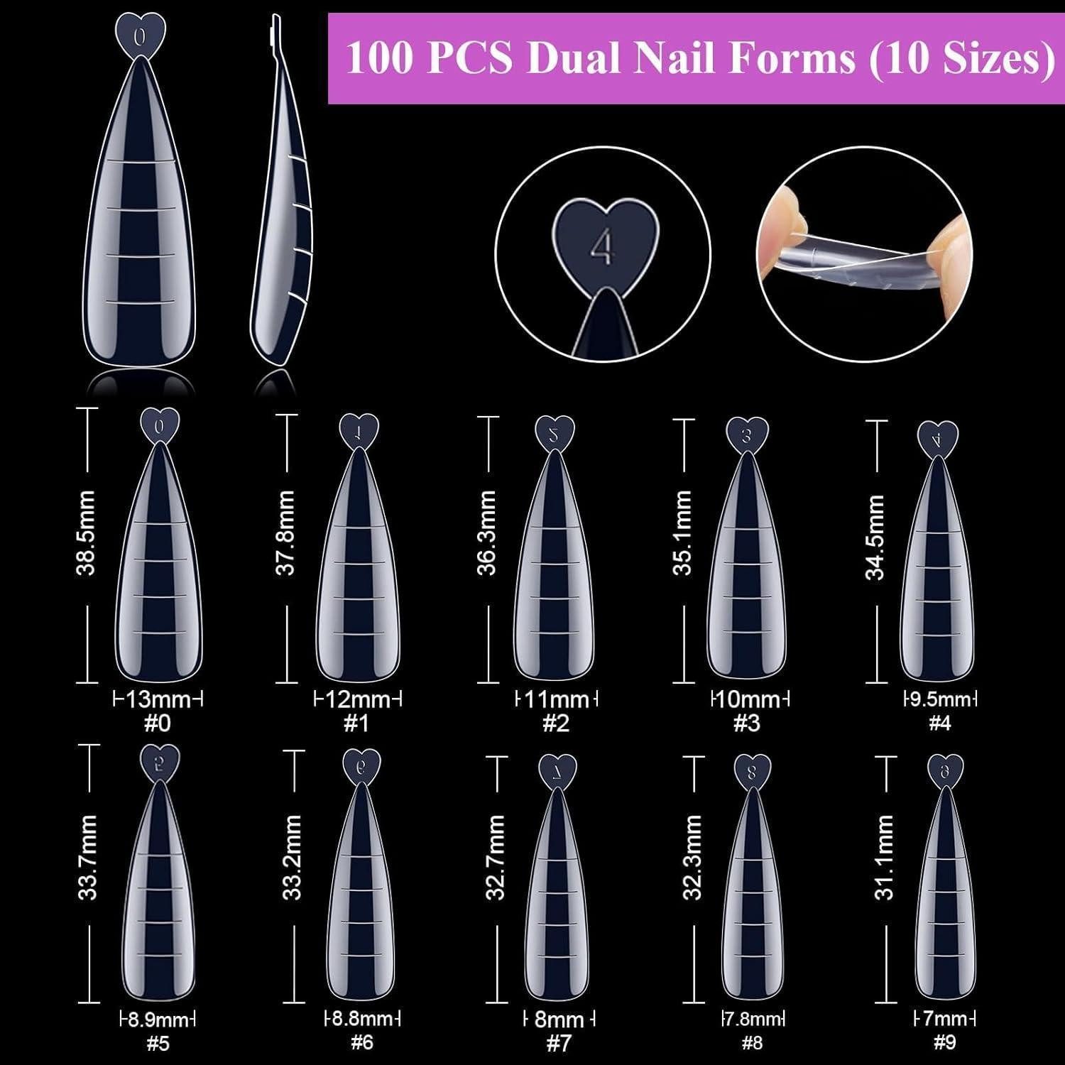 LuxusKollektion Nageldesign Zubehör Nagelformen Nagelverlängerung Dual Nagelpinsel Type 2-100 Stück – Bild 2 von 5