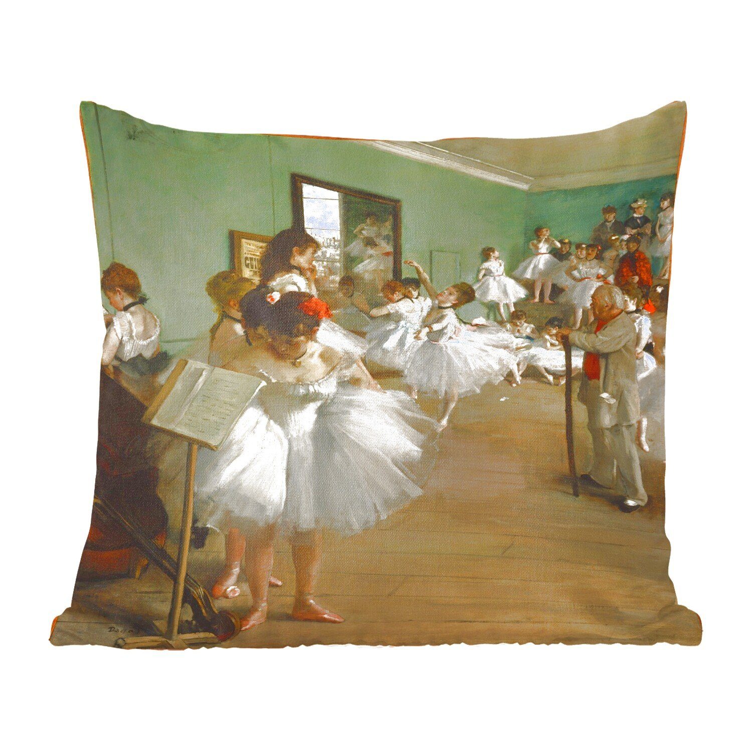 MuchoWow Dekokissen Die Ballettklasse - Gemälde von Edgar Degas, Zierkissen mit Füllung für Wohzimmer, Schlafzimmer, Deko, Sofakissen
