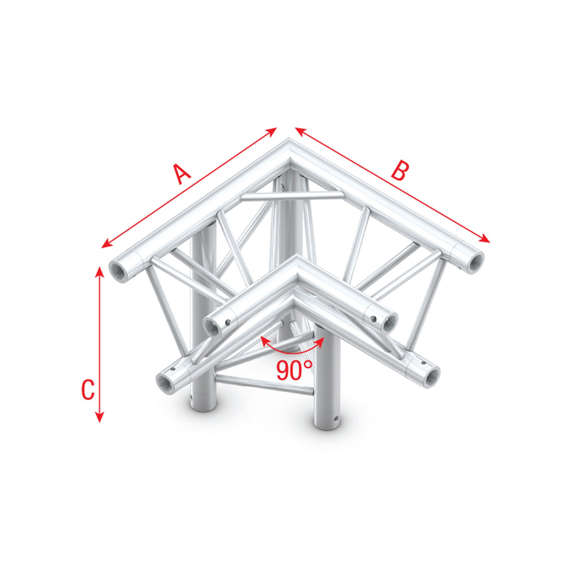 MILOS Rahmentraverse Milos Deco-22 Triangle truss, down left, apex down ALM34, 90° corner