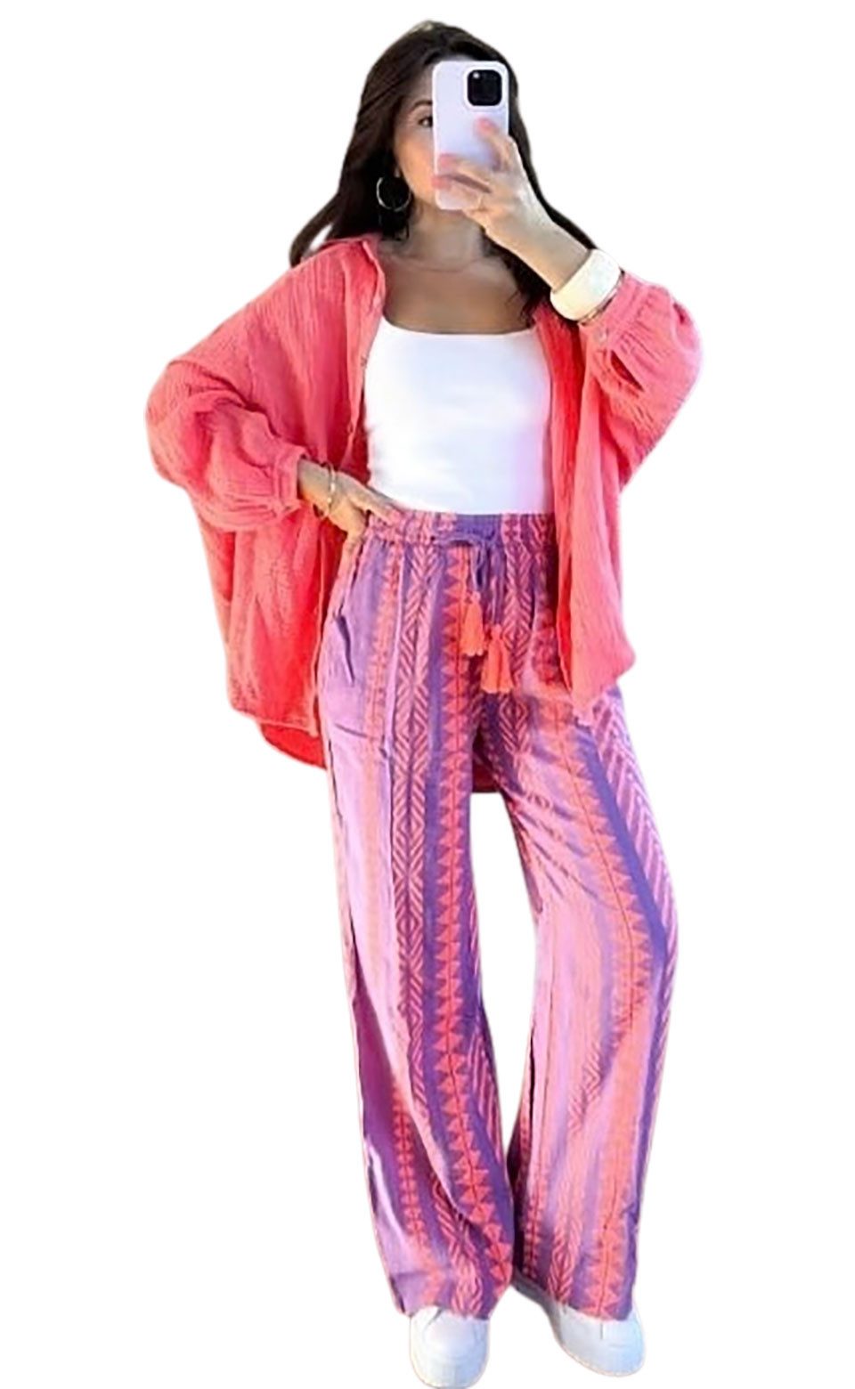 von Herzen Palazzohose Lilac Bohohose – lässige Hose mit Muster – 100% Viskose