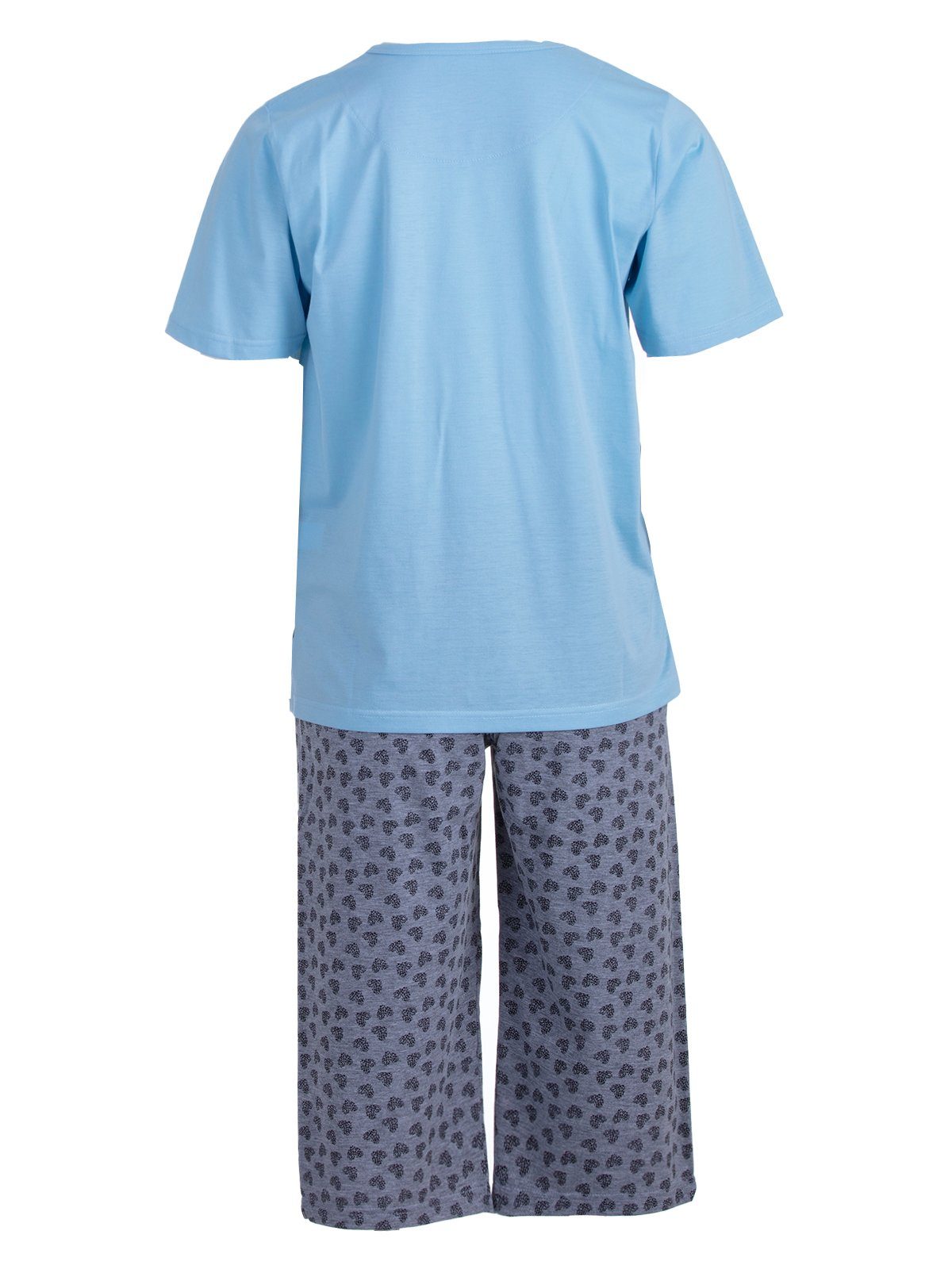 zeitlos Schlafanzug Pyjama Herzen Set blau Capri