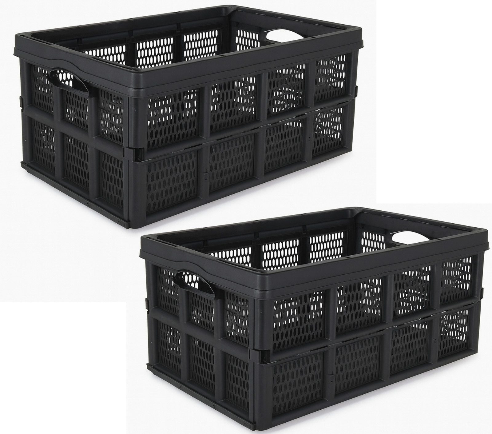 Koopman Klappbox Transportbox Kleinteilebox Faltbox Box Kiste 50x33x25cm, 2 Stk, Klappbar, 32 L, Kunststoff, 2 Tragegriffe