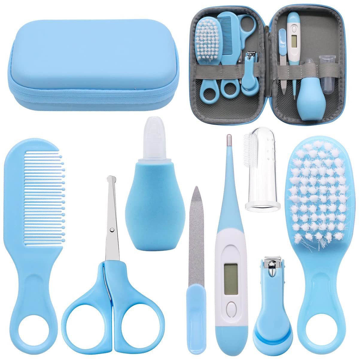 Babypflege-Set 8 Teiliges Tragbares Baby Gesundheits Set, mit Nagelfeile Kamm Bürste