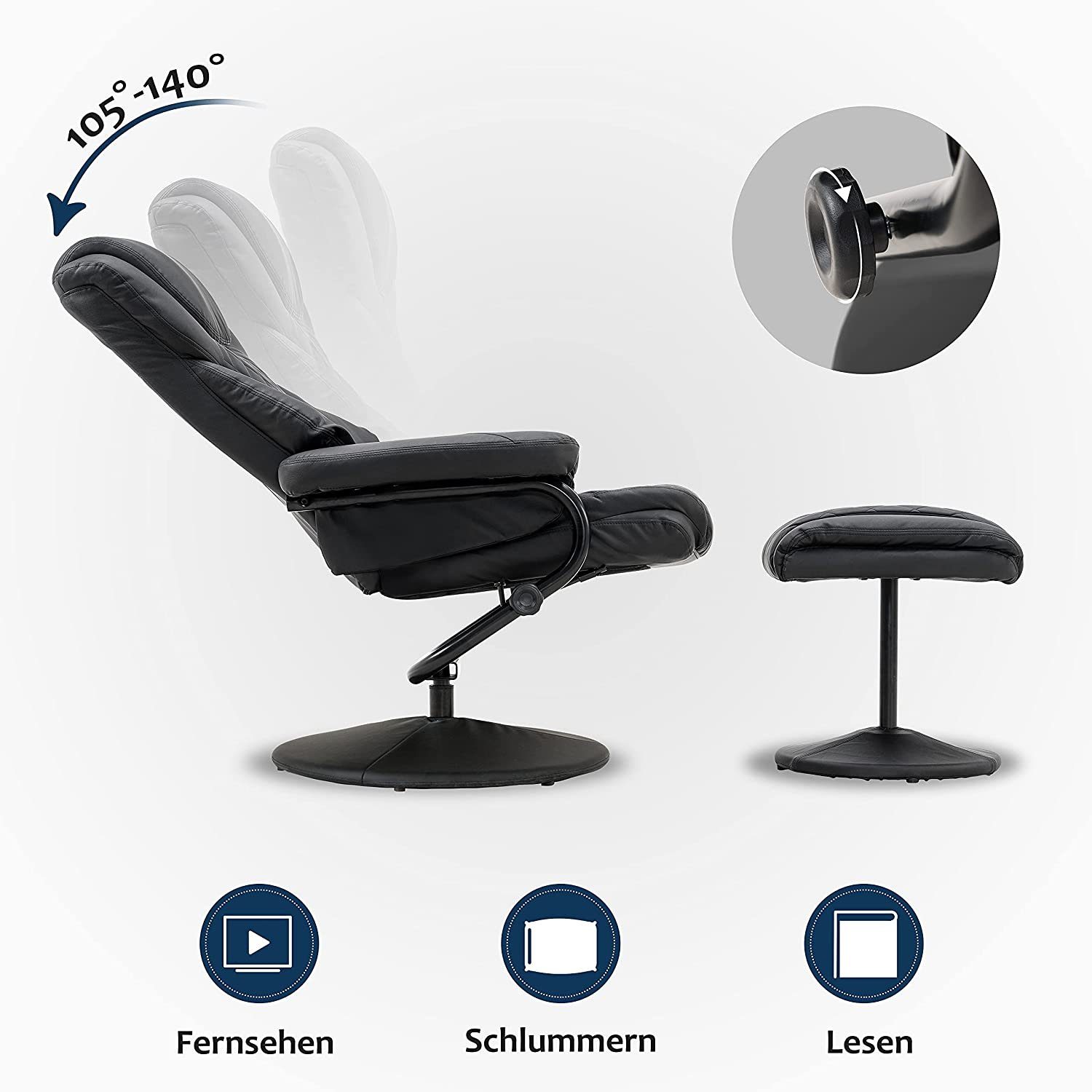 MCombo TV-Sessel Mcombo Relaxsessel mit Hocker 9022, 360°drehbarer mit Lieg günstig online kaufen