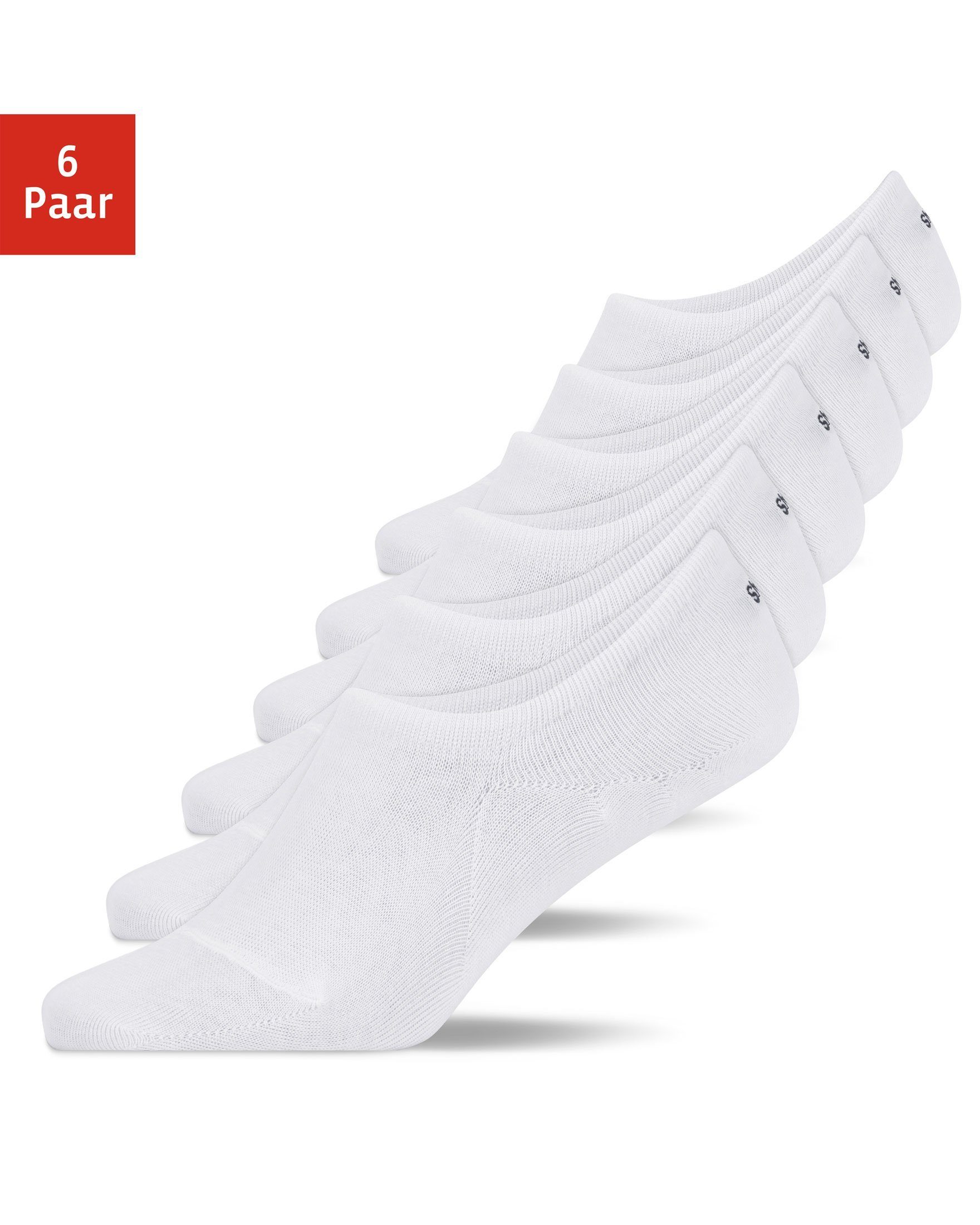 SNOCKS Подследники Invisible Socks Sneaker Носки Damen & Herren (6-Paar) aus Bio-Baumwolle, mit Anti-Rutsch-Pad und unsichtbar in den Schuhen